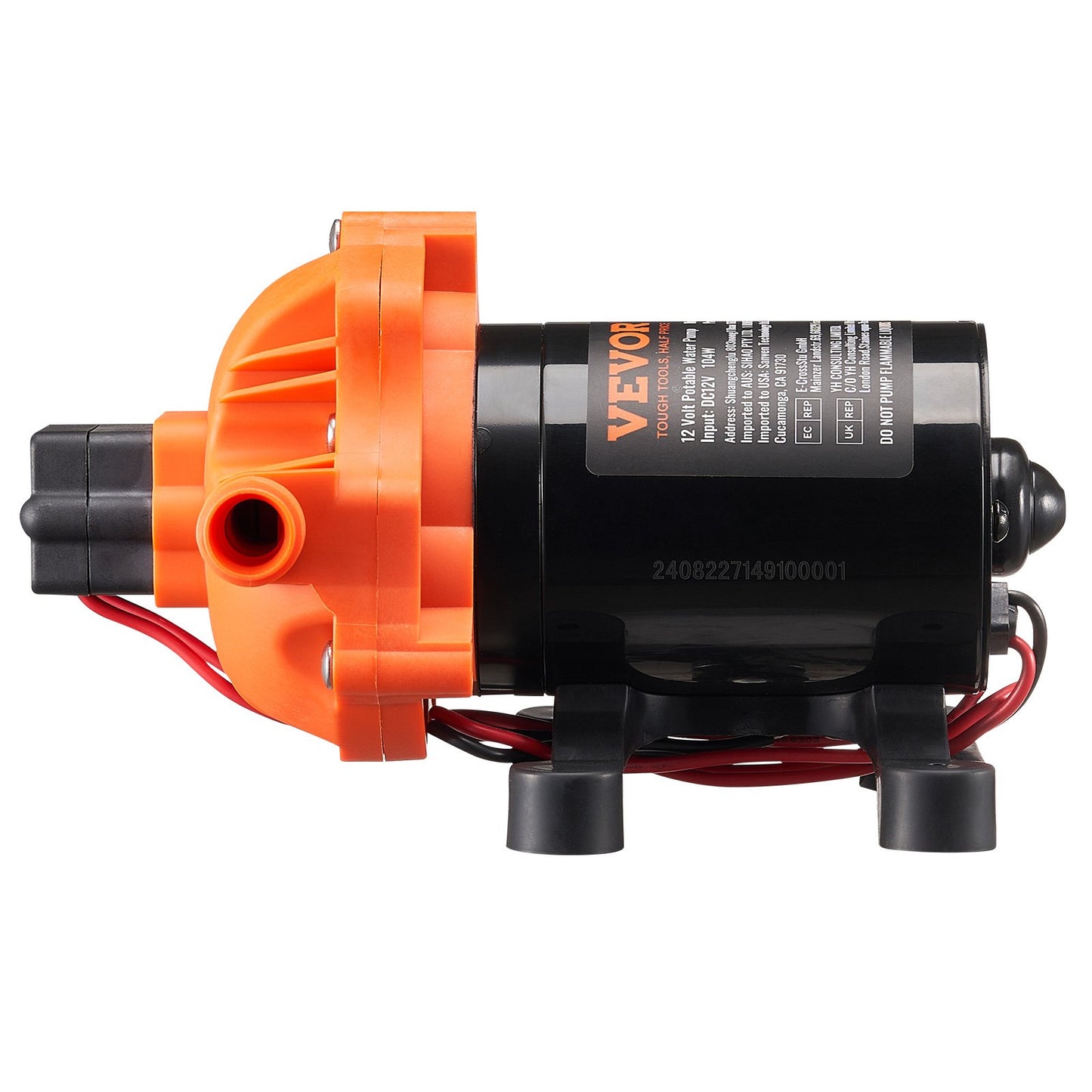 12V Diaphragm Pump, 3.5 GPM (13.25 L/min), 3-Chamber 12 Volt DC Water Pump with Automatic Pressure Switch 2.7-6.9 bar(40-100 PSI) Adjustable, 3.4 bar(50 PSI), 12.7mm(1/2") MNPT Port, for RV Yacht Food Truck Camper Marine