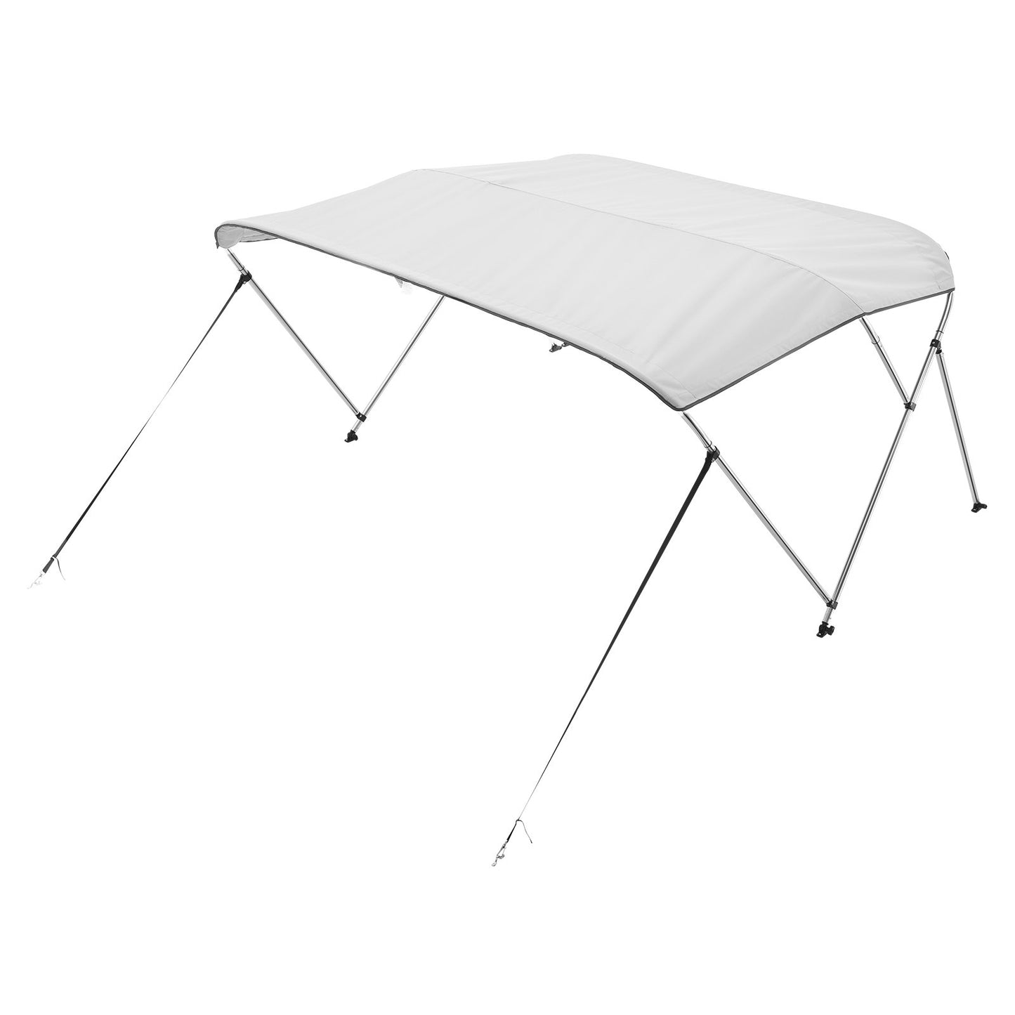 3 Bow Boat Bimini Tops, 600D Polyester Canopy with Aluminum Alloy Frame, Waterproof & Sun Shade Boat Awning Canopy with Storage Bag, 2 Support Poles, 4 Straps, 6'Lx(54"-60")Wx46"H, Light Grey