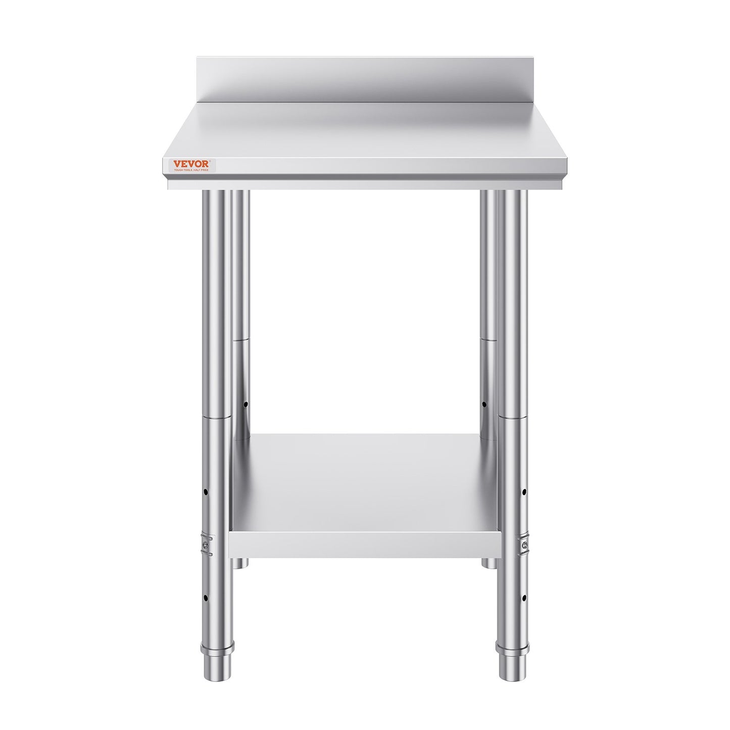 Work Table 24 x 24 x 34 Inches NSF Stainless Steel Work Table for Commercial Kitchen Prep Workbench 60X60X88cm with Lower Shelf Work Table Silvery for Commercial Kitchen Restaurant