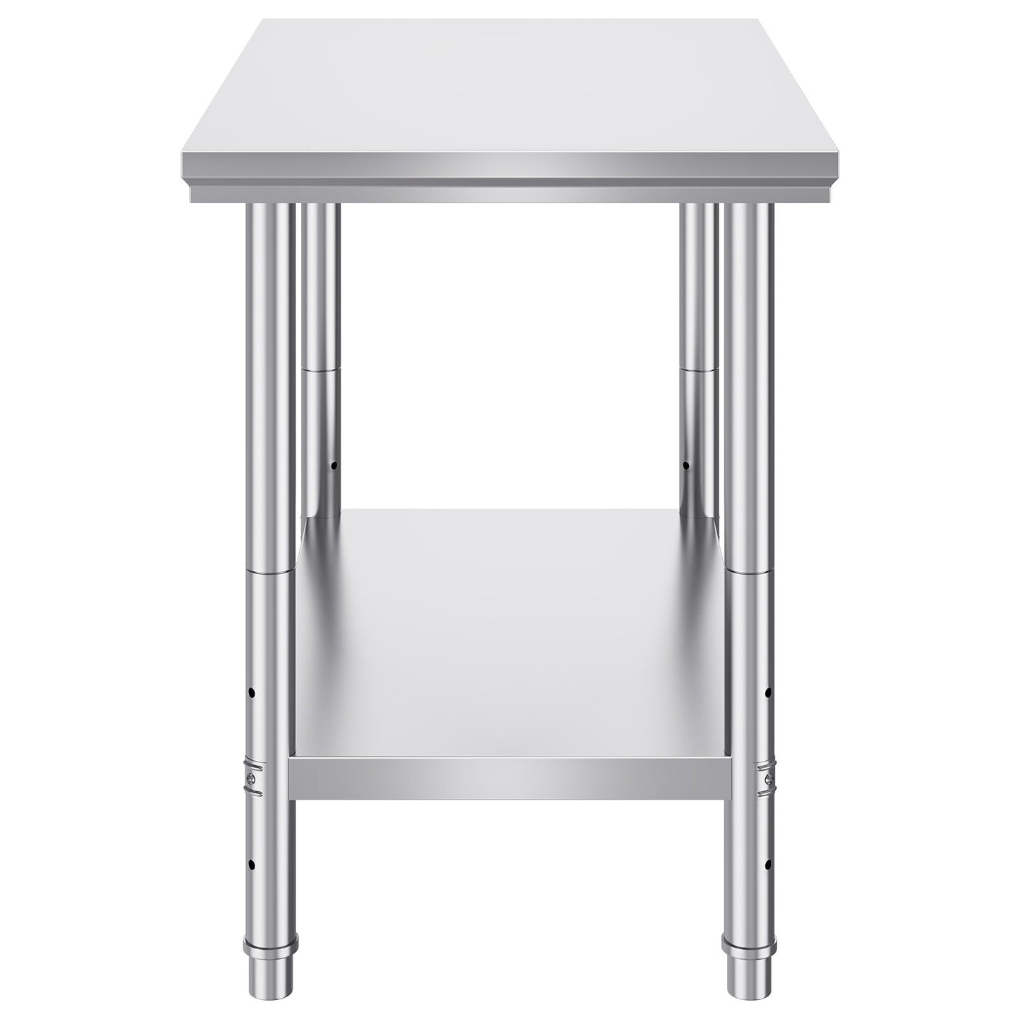 Stainless Steel Prep Table, 900x600x800 mm, 700 lbs Load Capacity, Heavy Duty Metal Worktable with 3 Adjustable Height Levels, Commercial Workstation for Kitchen Garage Restaurant Backyard