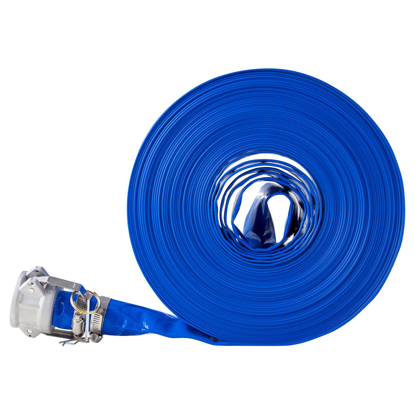 Backwash Hose, 38 mm(1.5 in) x 30.5 m(100 ft), Blue High Quality PVC Hose, with Clamps, Camlock, Aluminum Fittings, Fit Various Pumps, for Sewage Treatment, Water Transportation and More Agricultural Purposes