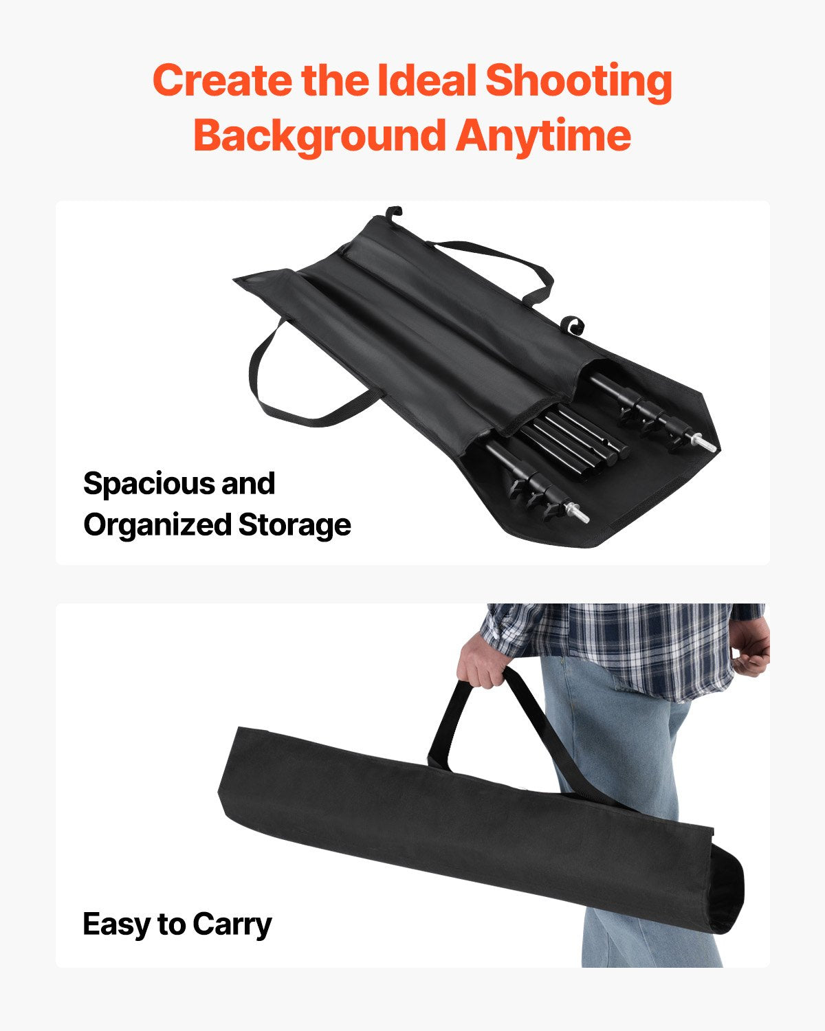 Backdrop Stand, 10 x 10 ft Adjustable Photo Backdrop Stand Kit, Portable Background Backdrop Stand with 4 Crossbars, Heavy Duty Projector Screen Stand, for Wedding, Photo Video Studio & Party