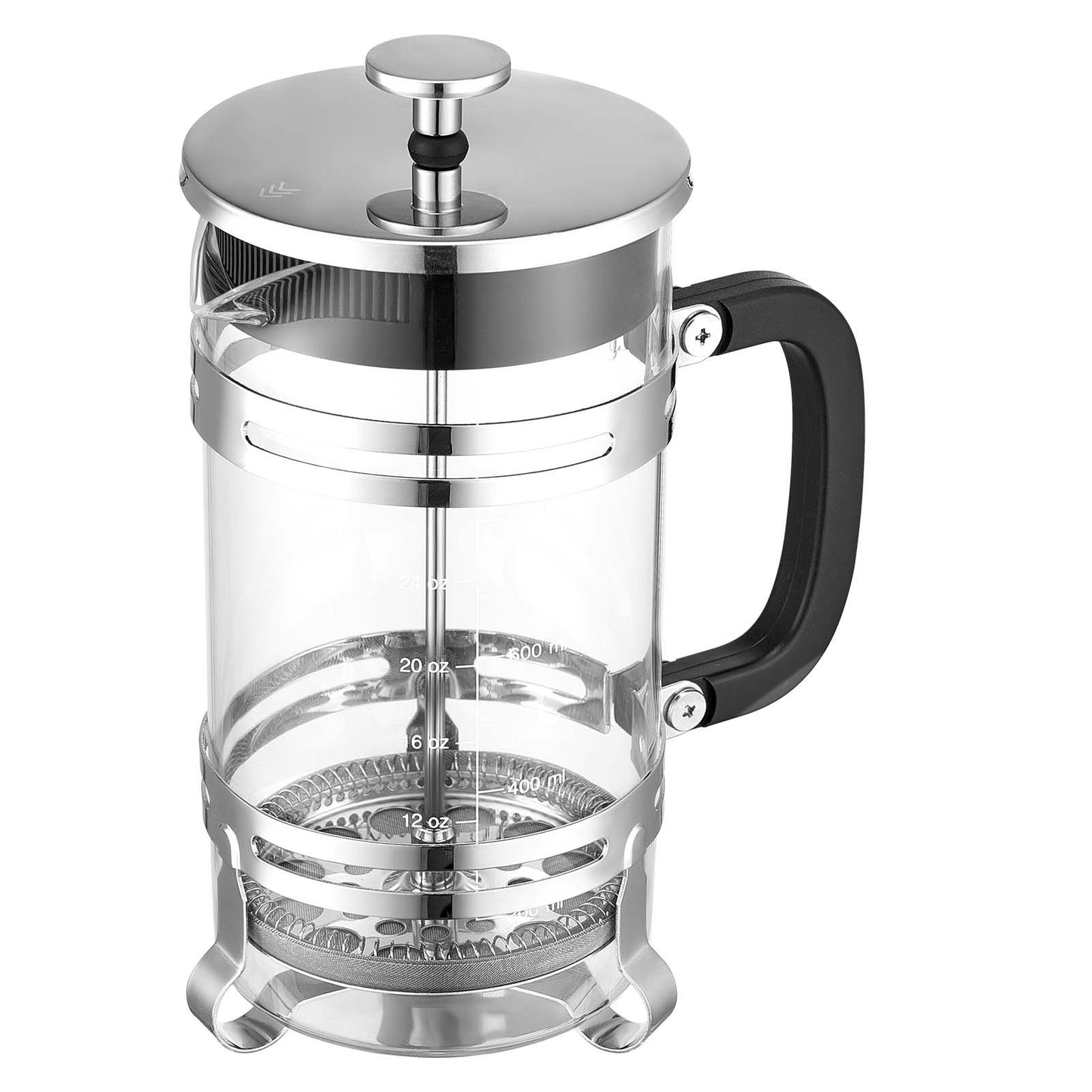French Press Coffee Maker, 1 Liter Borosilicate Glass Coffee Press Tea Maker with Stainless Steel Filter, Large Glass French Presses Cold Brew for Camping Travel Home Kitchen, Silver