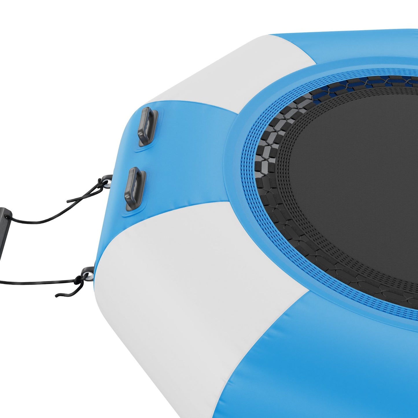 Uppblåsbar vattenstudsare, 6,5 fot rekreationsvattentrampolin, bärbar studsplattform med 3-stegsstege och elektrisk luftpump, flytande rebounder för barn och vuxna för pool, sjö, vattensporter