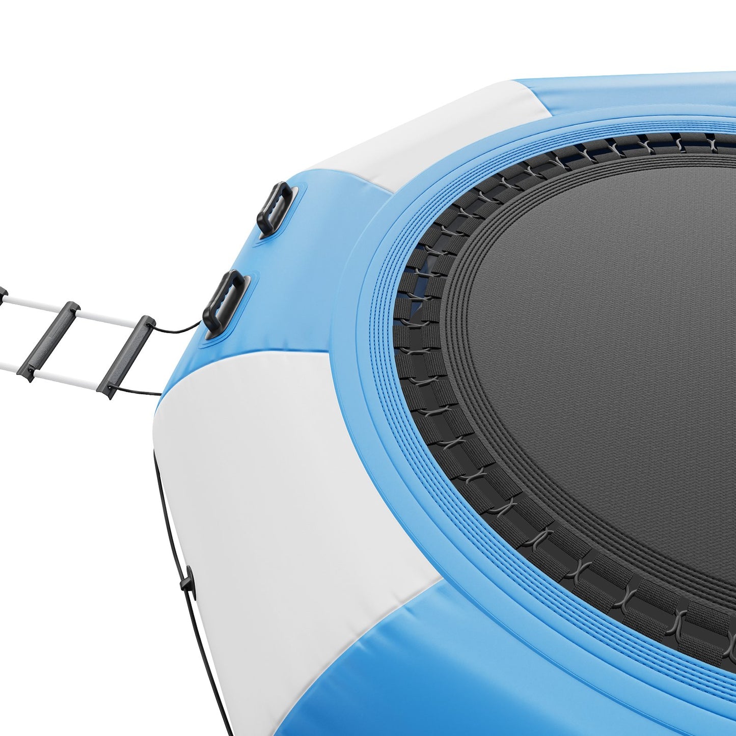 Uppblåsbar vattenstudsare, 10 fot rekreationsvattentrampolin, bärbar studsplattform med 3-stegsstege och elektrisk luftpump, flytande rebounder för barn och vuxna för pool, sjö, vattensporter