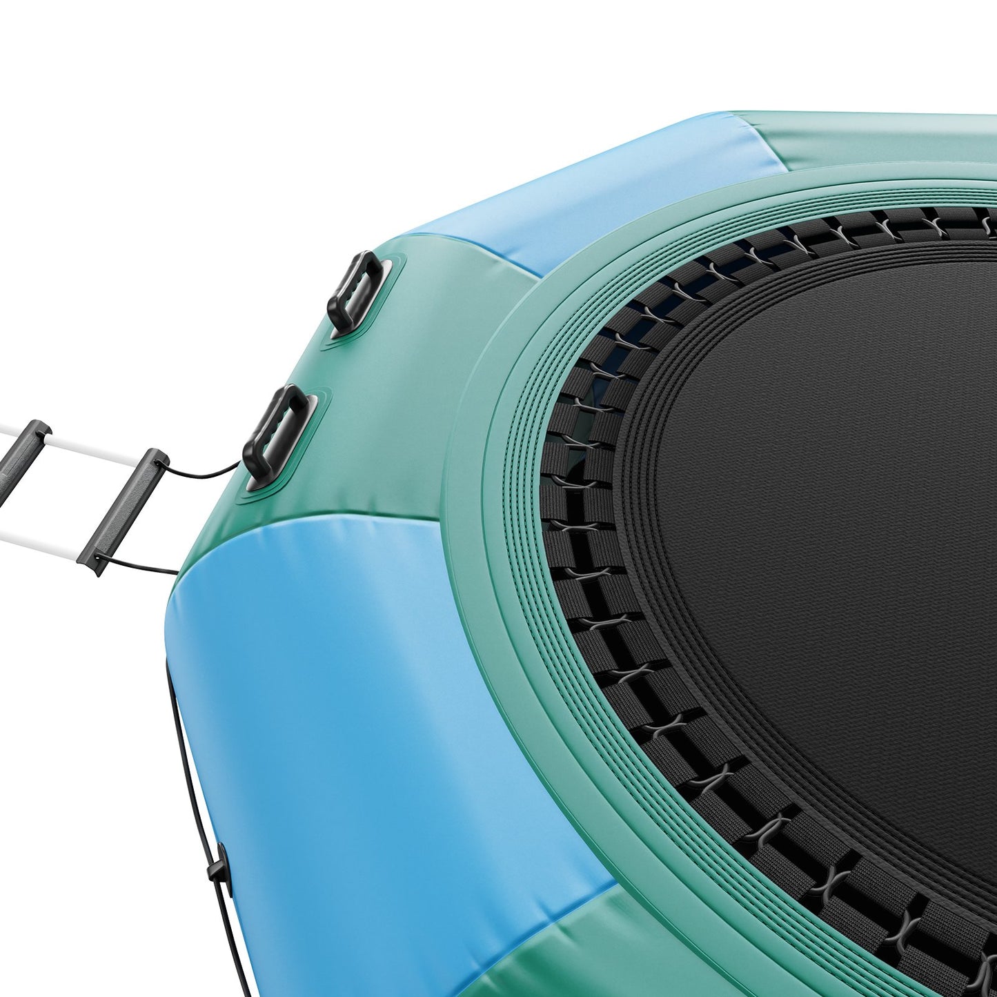 Uppblåsbar vattenstudsare, 10 fot rekreationsvattentrampolin, bärbar studsplattform med 3-stegsstege och elektrisk luftpump, flytande rebounder för barn och vuxna för pool, sjö, vattensporter