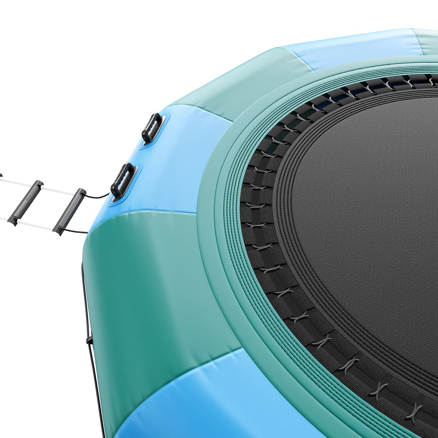 Uppblåsbar vattenstudsare, 12 fot rekreationsvattentrampolin, bärbar studsplattform med 3-stegsstege och elektrisk luftpump, flytande rebounder för barn och vuxna för pool, sjö, vattensporter