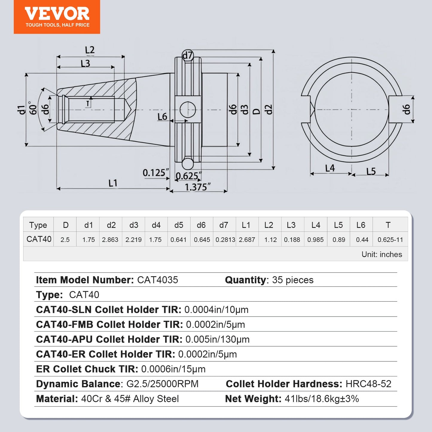 CAT40 Collet Holder ER 16/32 Collet Set, 35 PCs, SLN FMB ER16/32 APU Tool Holders Spring Steel Collet Chucks with 10 Pull Studs and 3 Wrenches, for Milling Machine Drill Presses Boring Machine