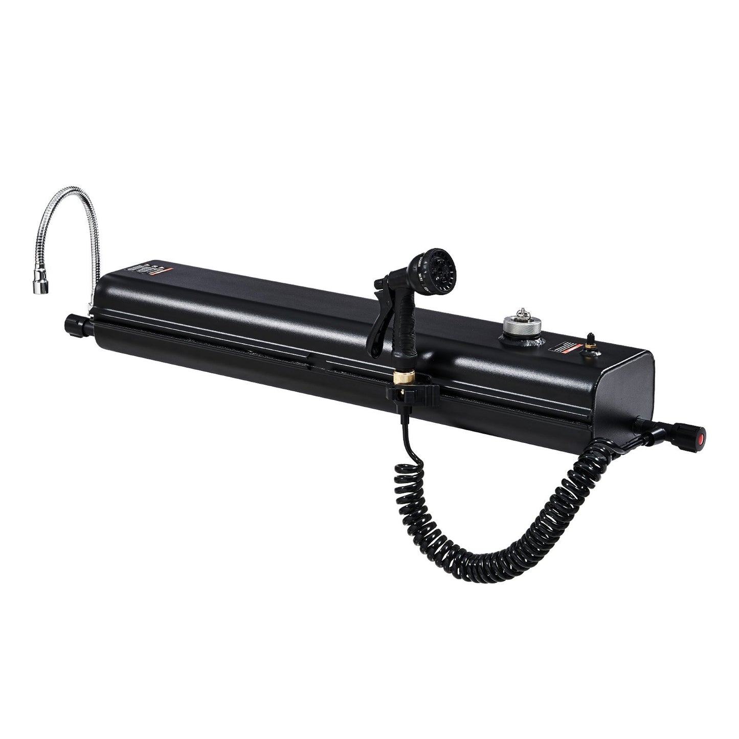 Takräckesvattentank, 1,8 liter, multidispenserande utomhustank med 2 stänkskydd och T-spår, högkapacitets aluminiumtank med tryckport, passar för bagageutrymmen, störtbågar och tvärbågar