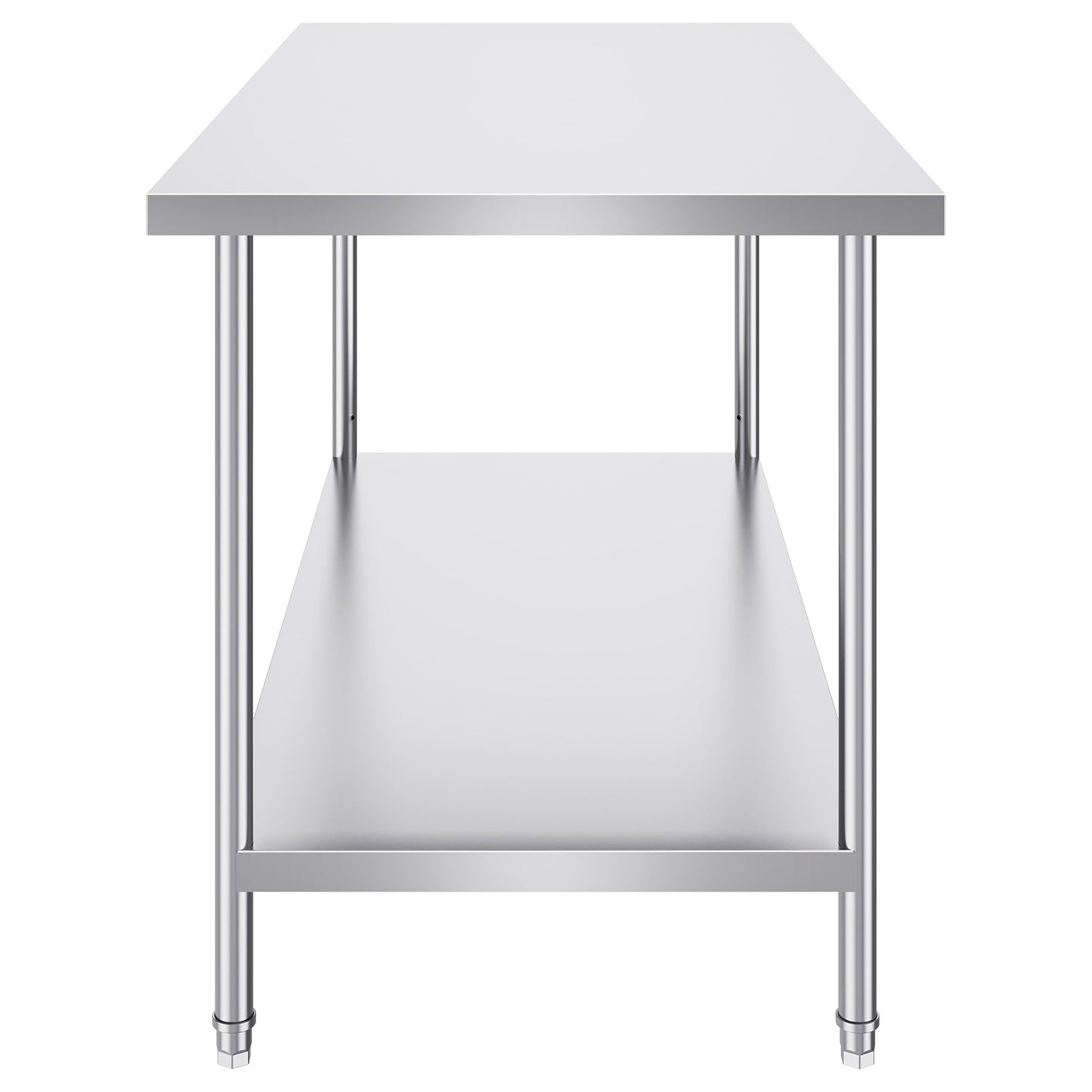 Stainless Steel Prep Table, 30 x 60 x 34 Inch, Heavy Duty Metal Worktable with 3 Adjustable Height Levels, Commercial Workstation for Kitchen Garage Restaurant Backyard
