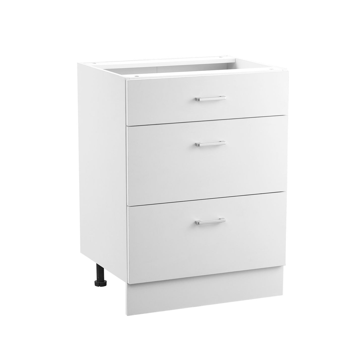 White Shaker Base Cabinet with 3 Drawers, 24-Inch Unassembled Drawer Base Cabinet, 24" W x 19" D x 32" H Ready to Assemble Cabinet with Soft-Close Drawer Slides, for Home Office