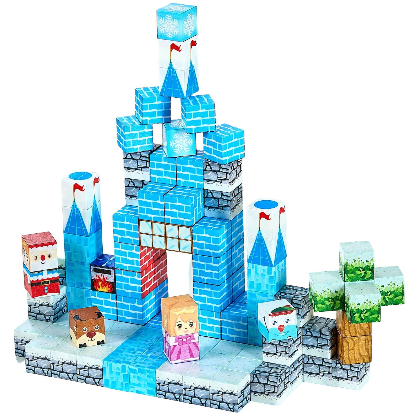 Magnetic Blocks, 150 PCS Glacier Castle Set, Magnetic Building Cubes for Kids, STEM Montessori Sensory Toys for Christmas Birthday Gift, Construction Stacking Toy for 3+ Years Old Boys & Girls
