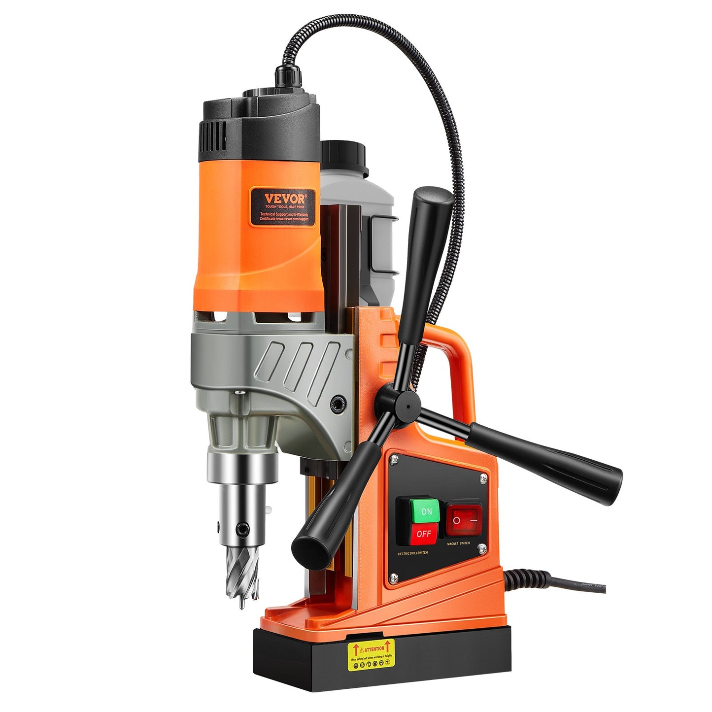 Magnetic Drill, 1450W Motor 1.6 in Boring Diameter, 2810 lbf Portable Electric Mag Drill Press, with 11 Coring Bits, 850 RPM Speed, Drilling Machine for Metal Surface, Home Improvement Industry