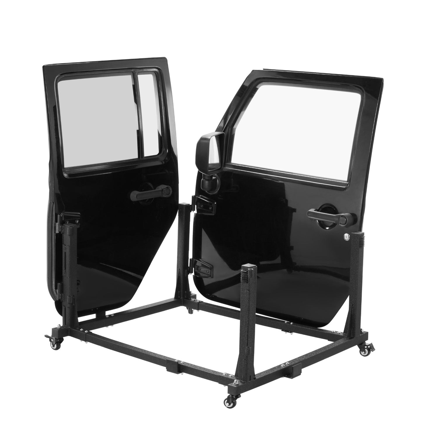 Jeep dörrförvaringsvagn, 4 dörrars flyttbar förvaringsvagnsställ med förtjockad gummikudde, robust bildörrhållare passar för Jeep Wrangler JK JL/Gladiator JT 2007-2023 JK JL / Gladiator JT