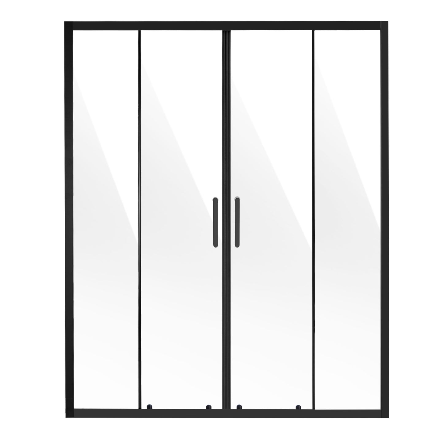 Semi-frameless Shower Door, 57.8-59" W x 70" H, Double Sliding Glass Door with 1/4"(6mm) Clear Tempered Glass, Waterproof Shatterproof Stain-Resistant with Stainless Steel Hardware, Matte Black