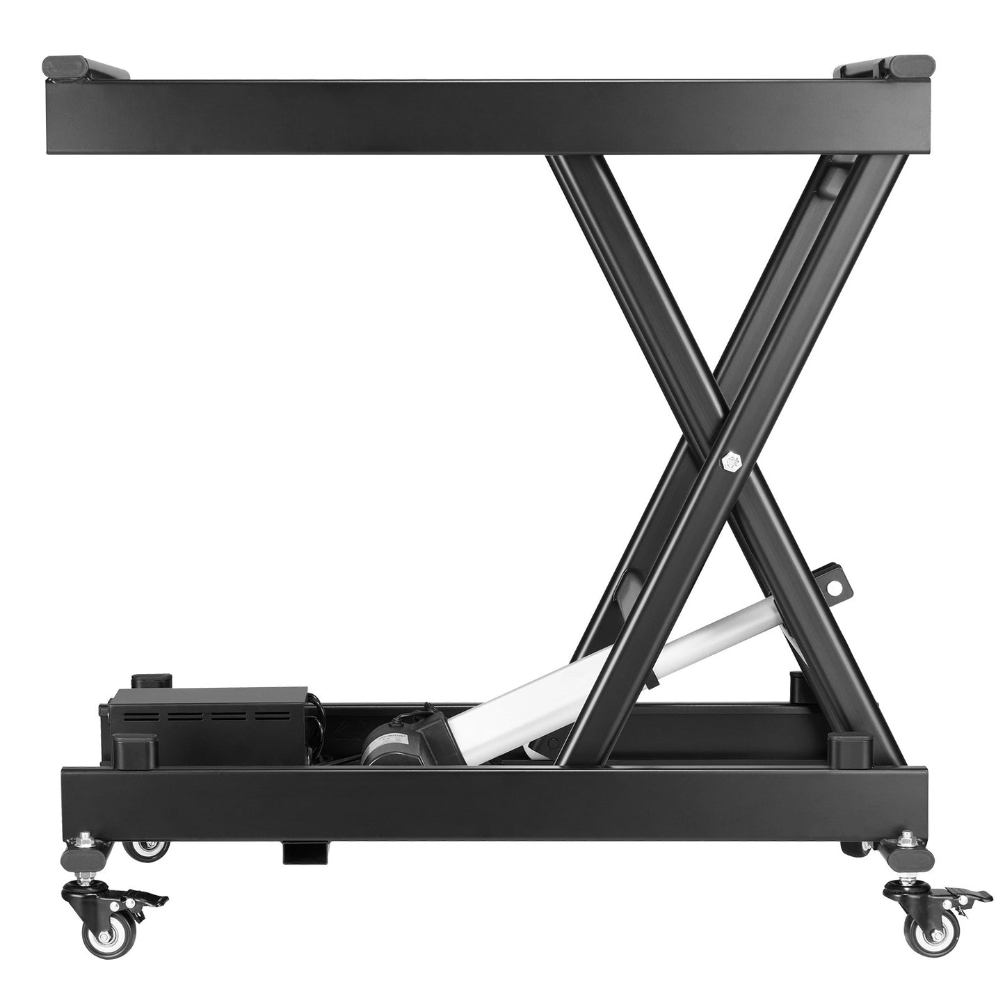 Electric Lift Table, 330 lbs Capacity Single Scissor Lift Table, 8 - 28 in Height Adjustable Lifting Platform, Coffee Table lift with 4 Wheels, for Material Handling and Transportation, Black