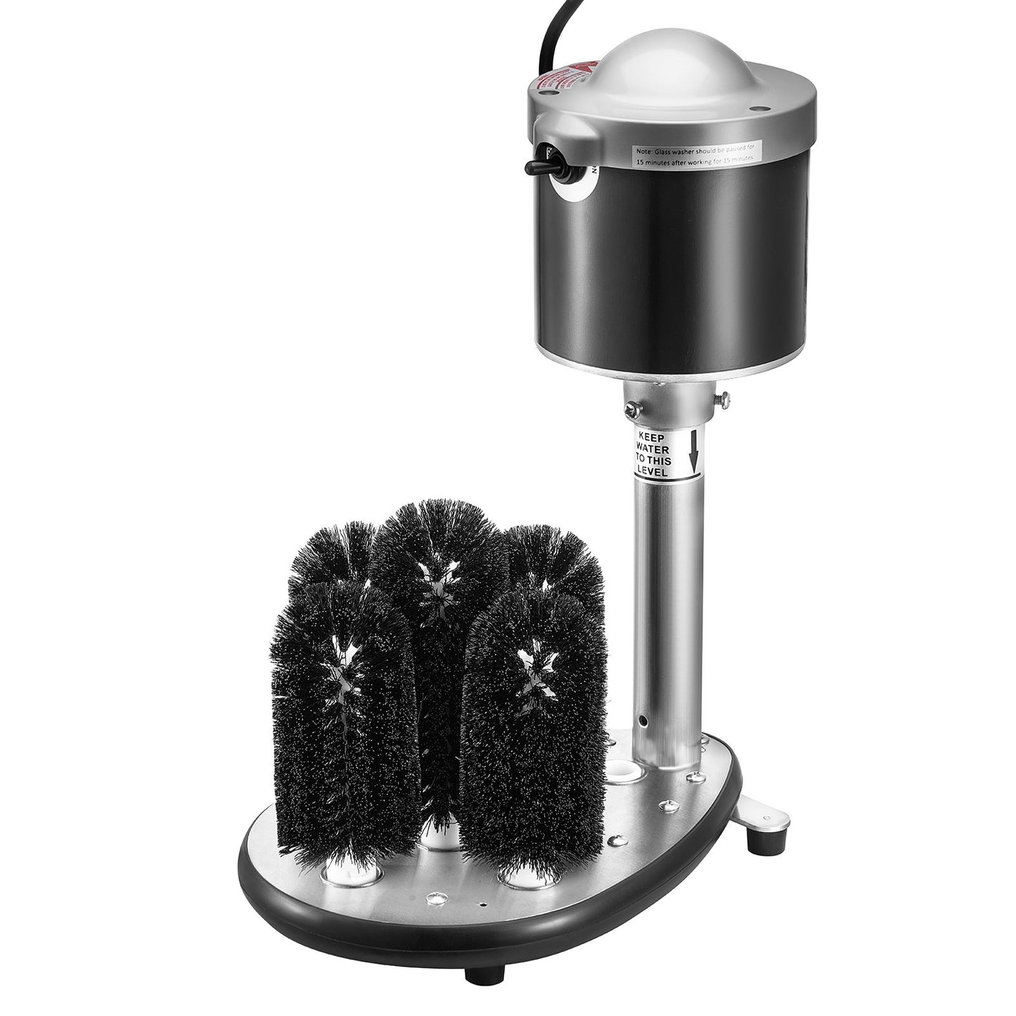 Electric Commercial Glass Washer, 5-Brush Bar Glass Cleaner, 600 Cups/Hour Wine Glass Cleaning Machine, Bar Glass Washer for Champagne Glasses, Beer Cups, Mugs, Perfect for Bars and Cafes