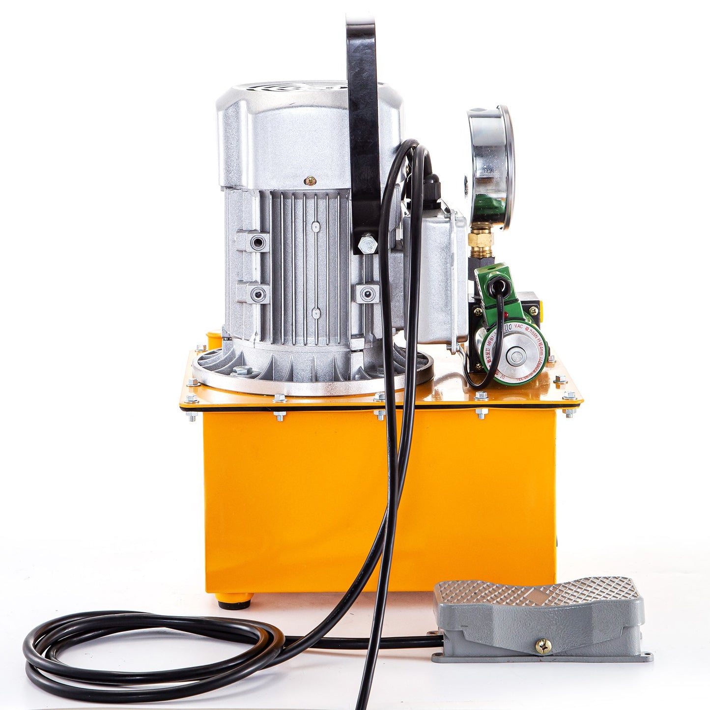 Hydraulic Electric Pump, 750W Hydraulic Driven Pump, 70 MPa(10152 PSI) Single Acting, 220V, Solenoid Pedal, 7L Hydraulic Power Pack Cylinder