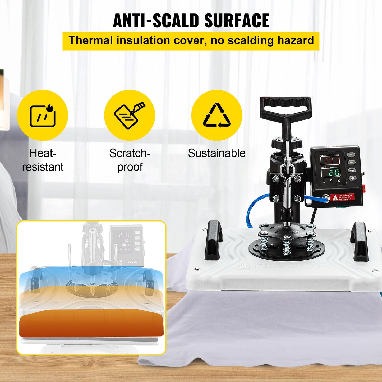 Värmepress 30,5x38,1 cm 10-i-1 värmepress 1000W värmepressmaskin med 360° rotation, svängbar vit värmepress, T-shirtsublimeringsmaskin, dubbelrörsvärme för gör-det-själv-pennor, kepsar, muggar och skjortor