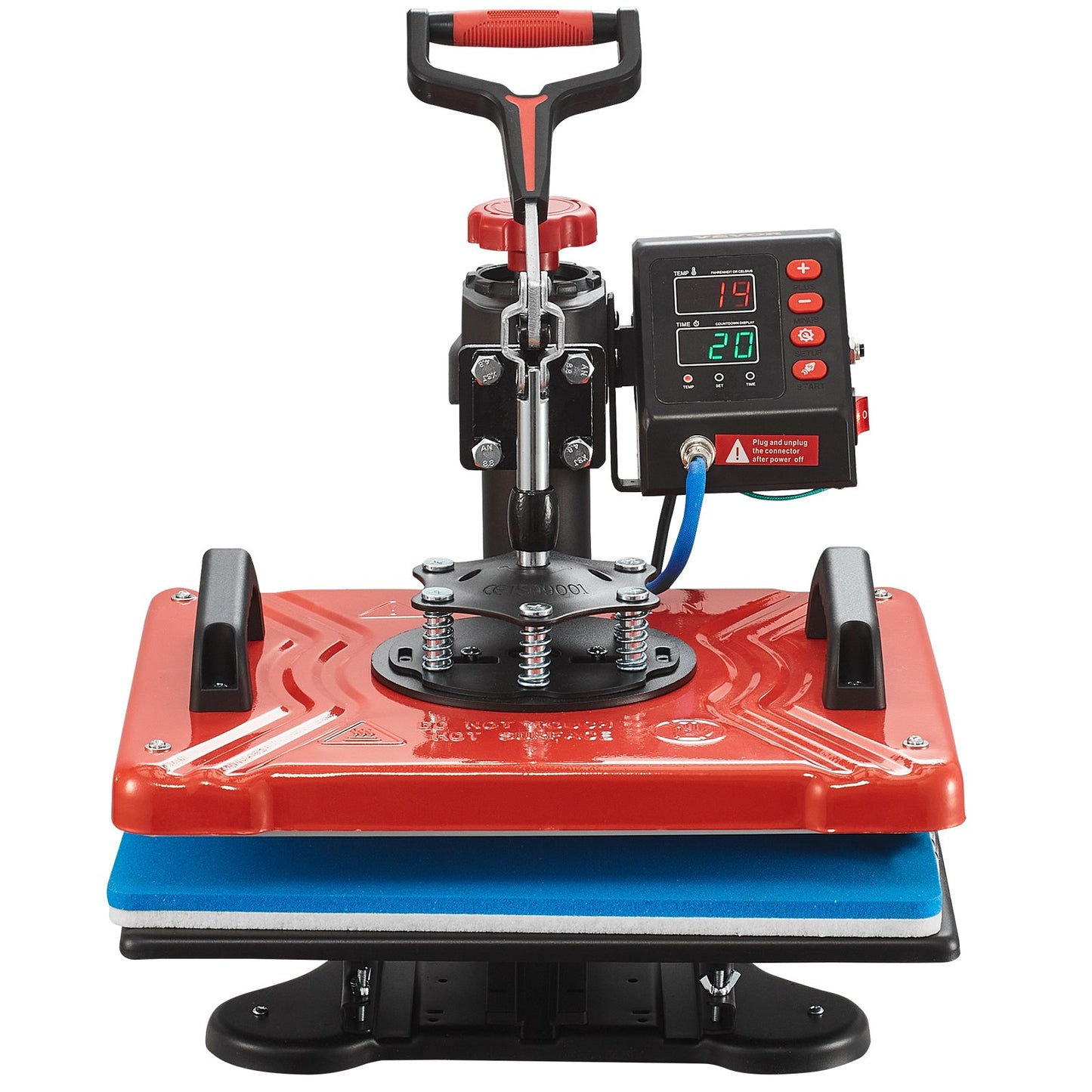 Värmepress 30,5x38,1 cm 10-i-1 värmepress 1000W värmepressmaskin med 360° rotation, svängbar röd värmepress, T-shirt sublimeringsmaskin, dubbelrörsvärme för gör-det-själv-pennor, kepsar, muggar och skjortor