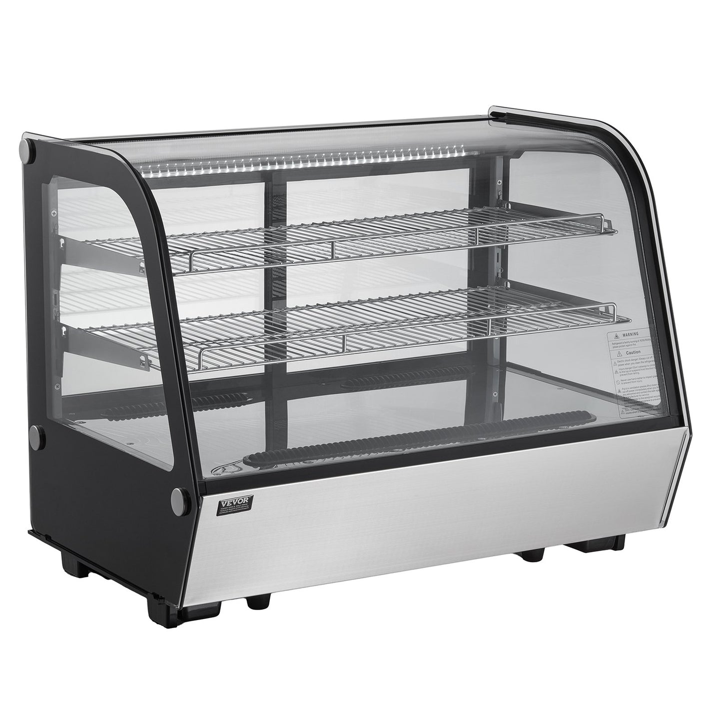Refrigerated Display Case, 5 Cu.Ft./146L Countertop Pastry Display Case, 2-Tier Commercial Display Refrigerator with LED Lighting, TURBO Cooling, Frost-Free Air-Cooling, for Bakery