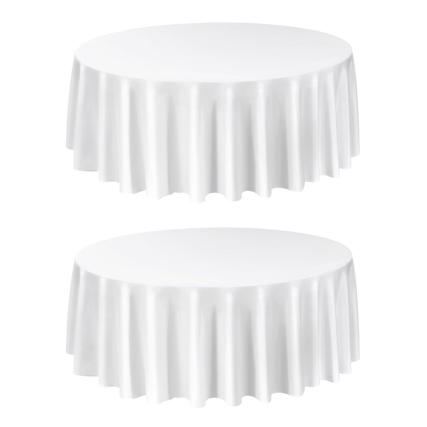 White Round Tablecloths 2 Pack, 120 Inches in Diameter, Stain- & Wrinkle- Resistant, Machine Washable Table Clothes, Polyester Fabric Table Covers for Wedding, Party, Banquet, Formal Events