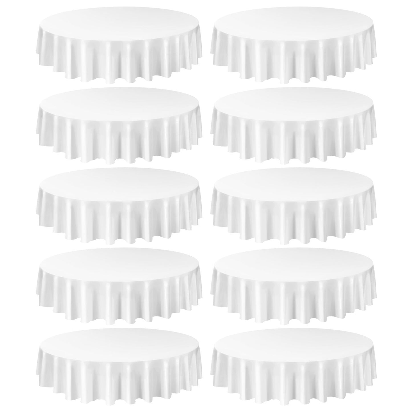 White Round Tablecloths 10 Pack, 90 Inches in Diameter, Stain- & Wrinkle- Resistant, Machine Washable Table Clothes, Polyester Fabric Table Covers for Wedding, Party, Banquet, Formal Events