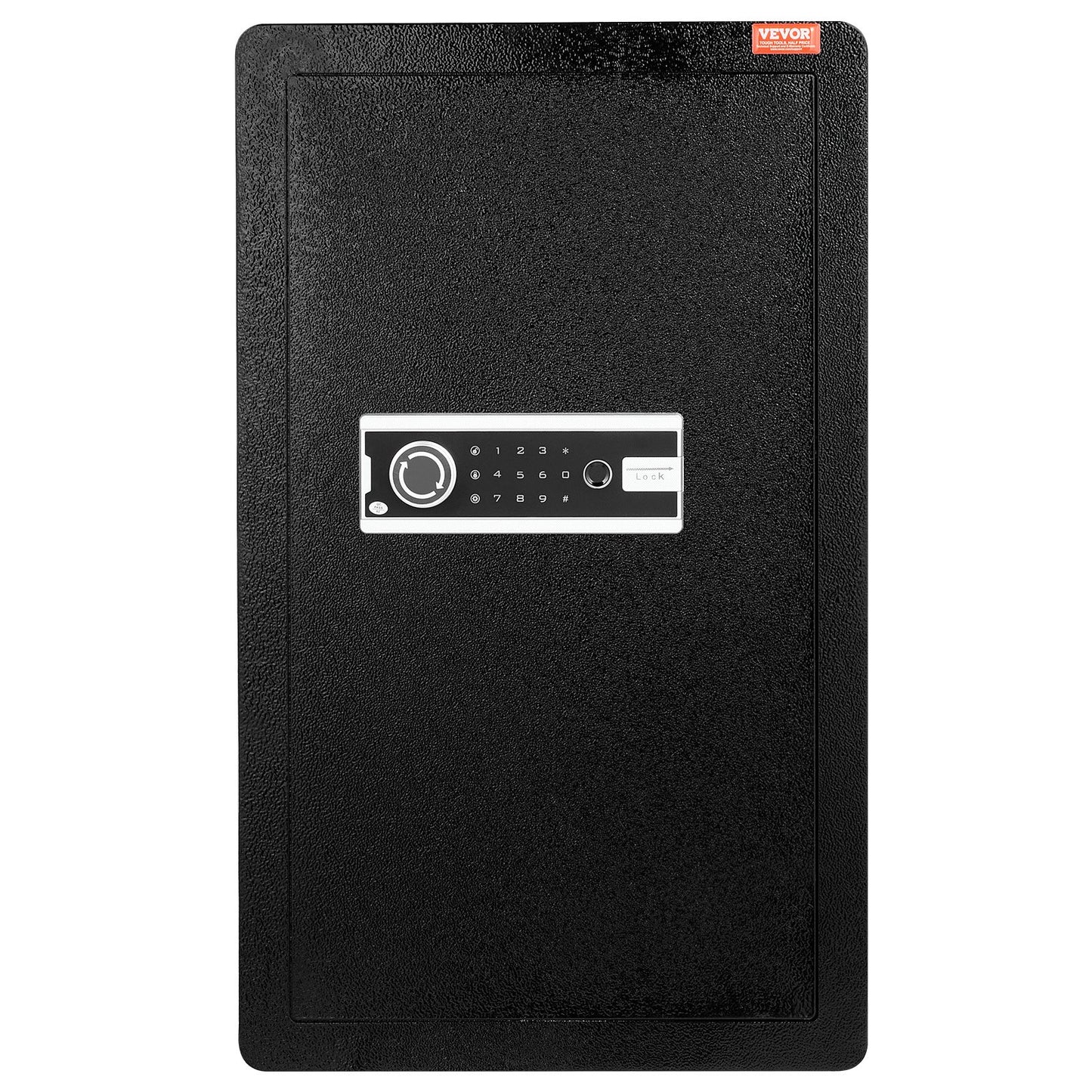 Enkeldörrs 113 L kassaskåp med nyckellås, lösenord och fingeravtryck, kassaskåp med brandsäker väska, nyckelhylla, LED-lampa och 2 hyllor för pengar, dokument, smycken och värdesaker, svart