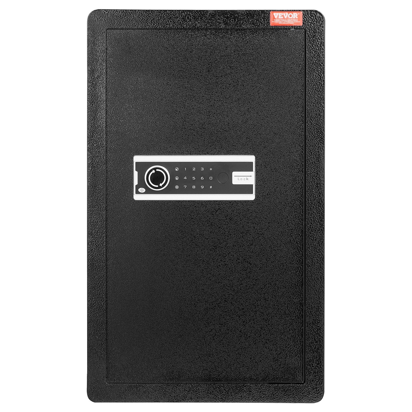 Enkeldörrs 113 L kassaskåp med nyckellås och lösenord, kassaskåp med brandsäker väska, nyckelhylla, LED-lampa, 2 hyllor och 1 skåp för pengar, dokument, smycken och värdesaker, svart