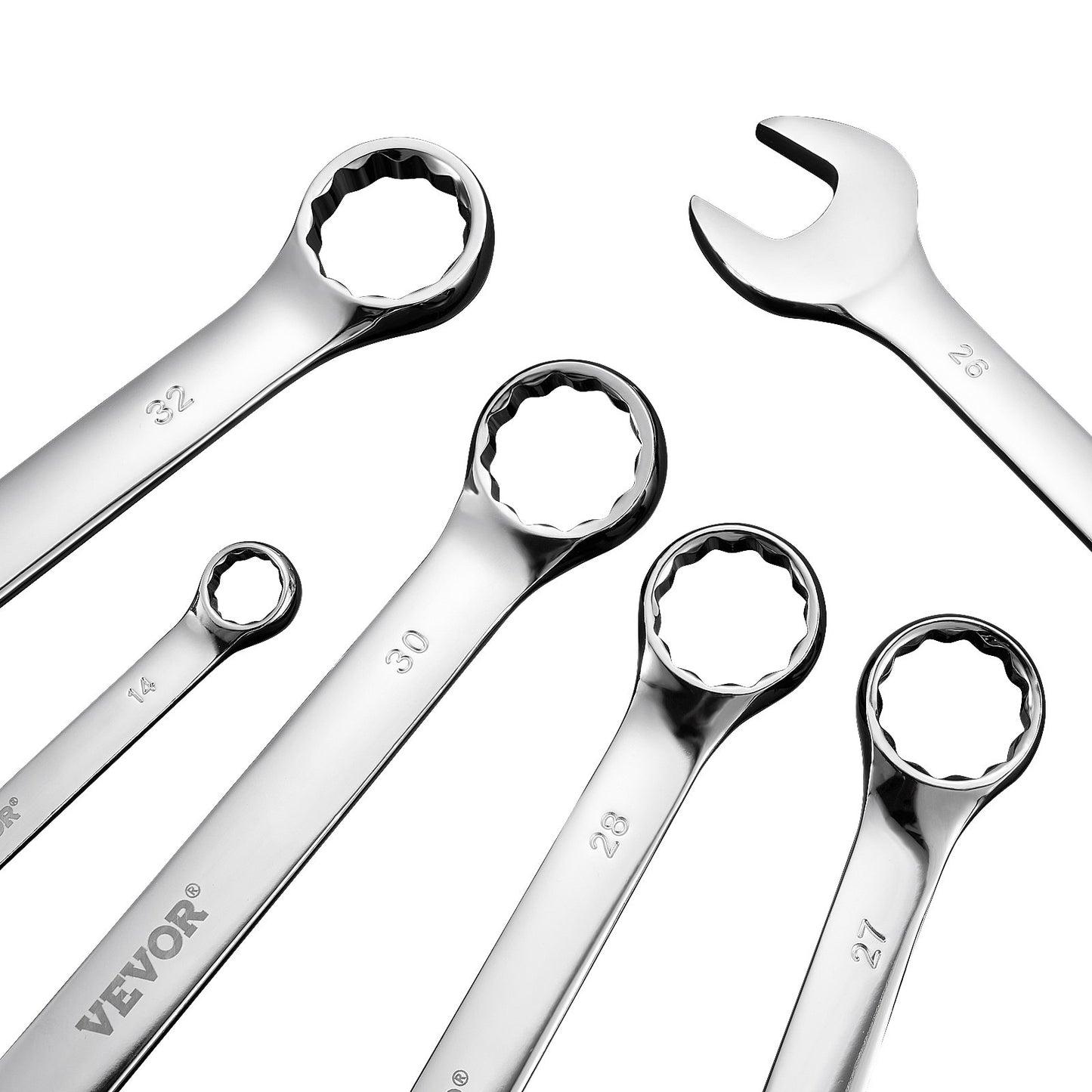 Combination Wrench Set, 25-Piece Open End Wrench Set with Roll-up Pouch, Carbon Steel Wrench Set Metric 6 mm to 32 mm, Ideal for General Household, Garage, Workshop, Auto Repairs, Emergency