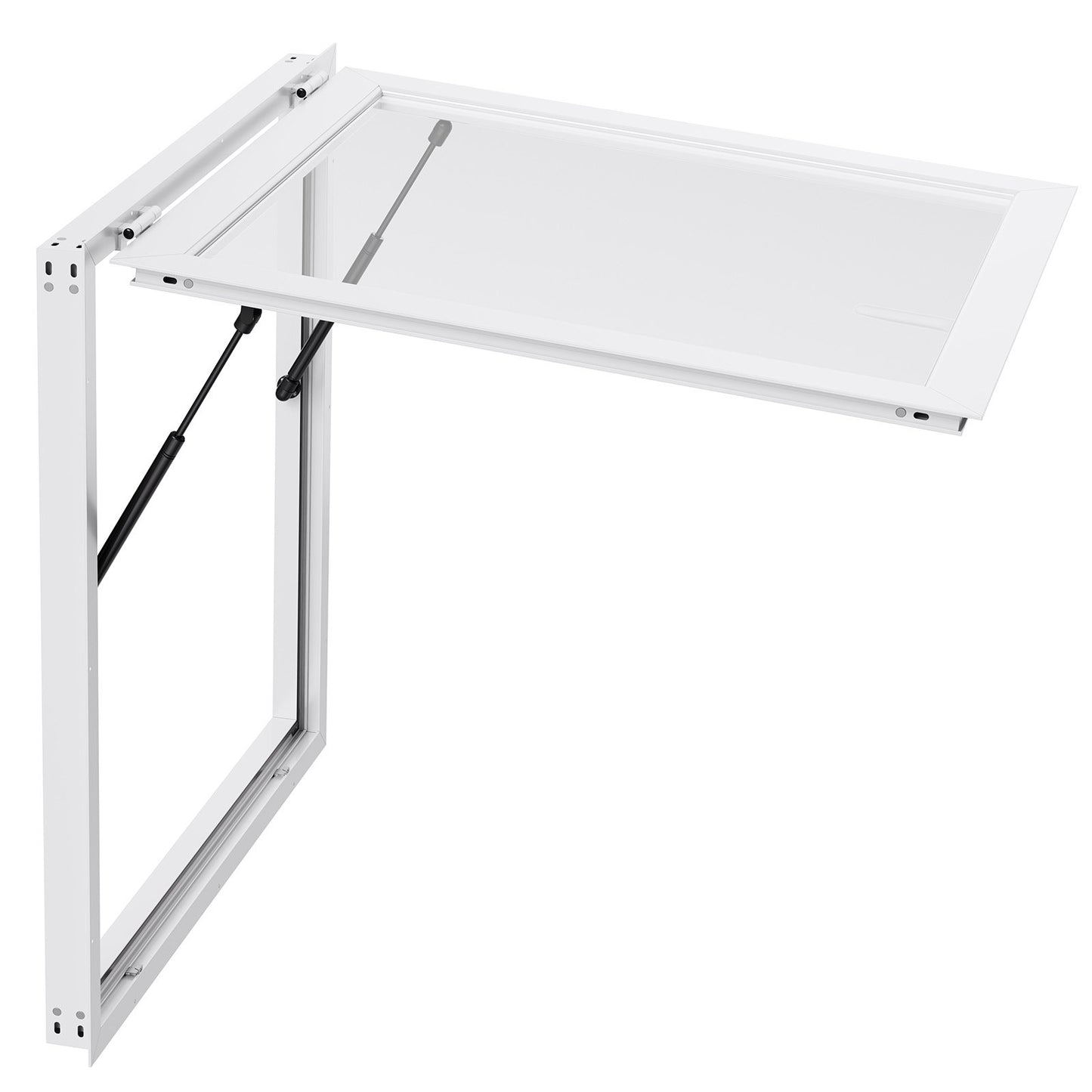 Concession Window 92x92 cm, Aluminum Alloy Frame Service Window for Food Truck, Up to 85 Degrees Stand Serving Window with Awning Door and Drag Hook, Rainwater Resistant for Concession Trailers