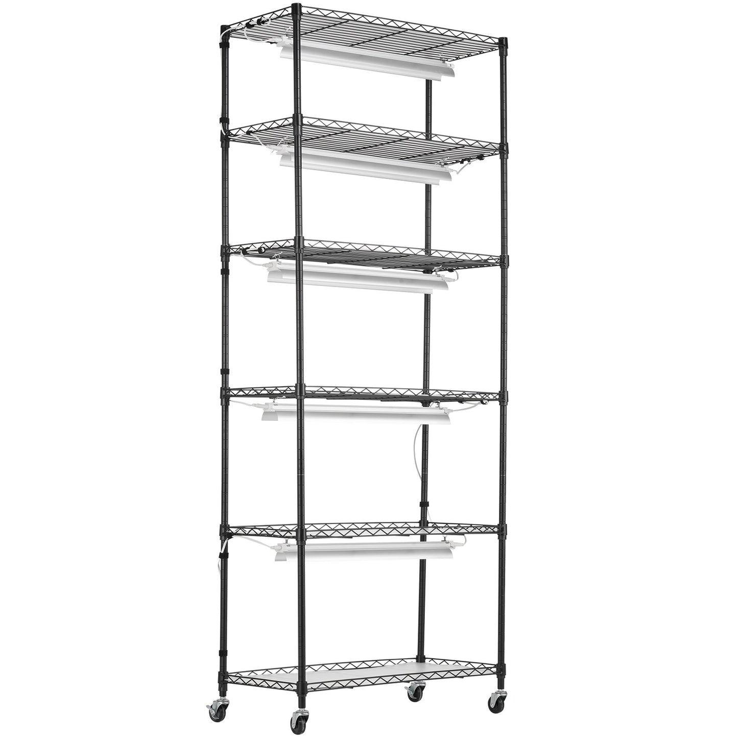 Plant Stand with Grow Light, 6-Tier Large Tall Plant Shelf with 150W Full Spectrum Grow Light, 3 Mode LED Plant Light with Timer and Wheel for Seed Starting 29.5" L x 13.8" W x 70.9" H
