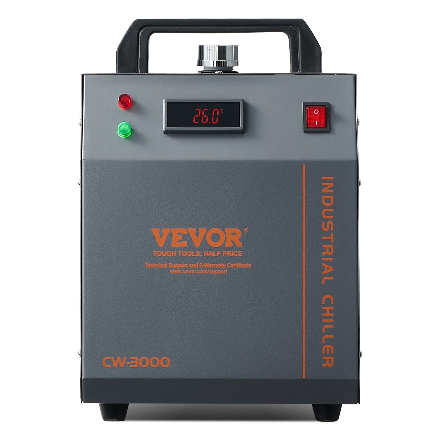 Industriell vattenkylare, CW-3000, 80W luftkyld industriell vattenkylare med 12 liters vattentankkapacitet, maximalt flöde på 12 l/min, för lasergraveringsmaskinkylning