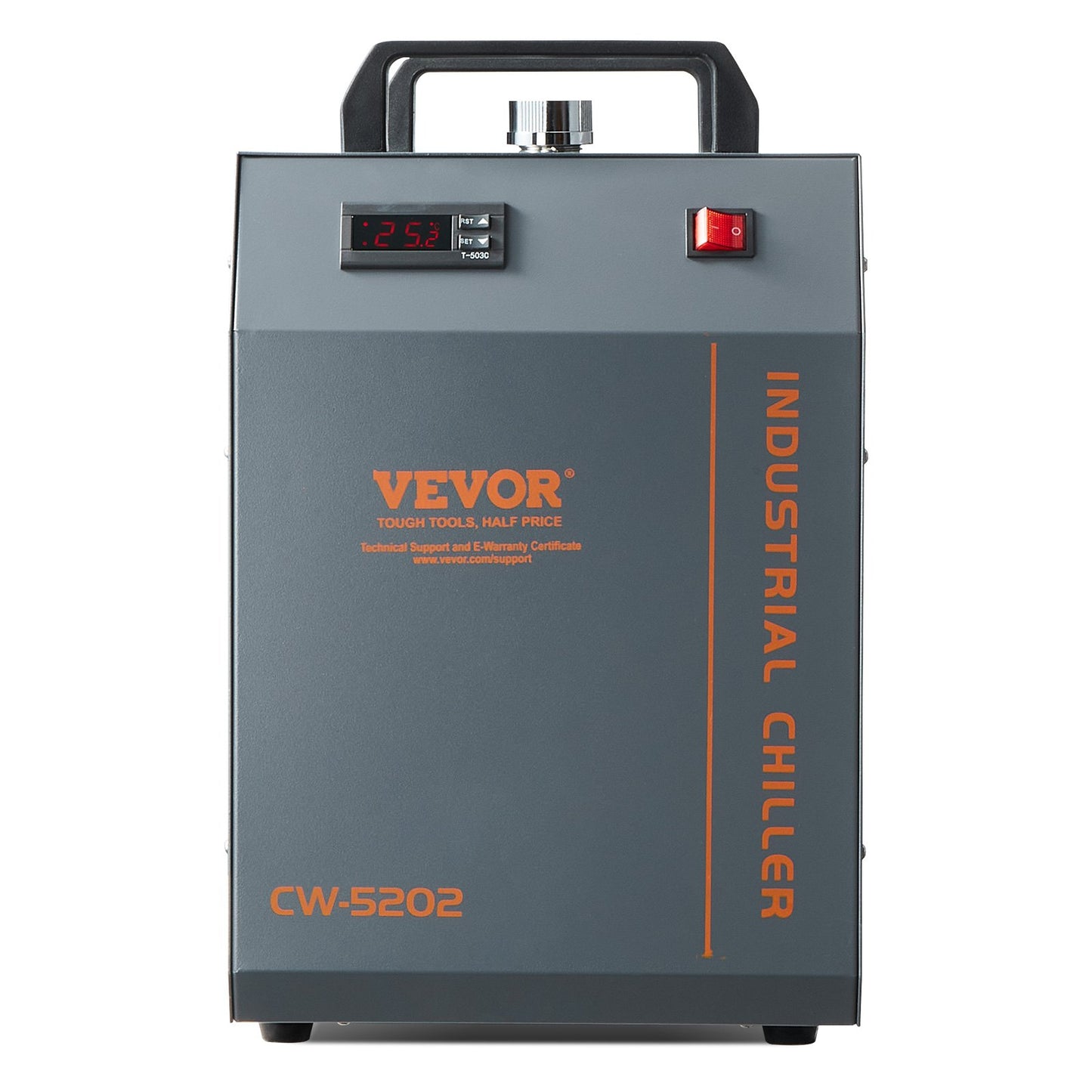 Industriell vattenkylare, CW-5202, industriellt vattenkylningssystem med inbyggd kompressor, 7 liters vattentankkapacitet, 18 l/min max flödeshastighet, för CO2-lasergraveringsmaskin, kylmaskin