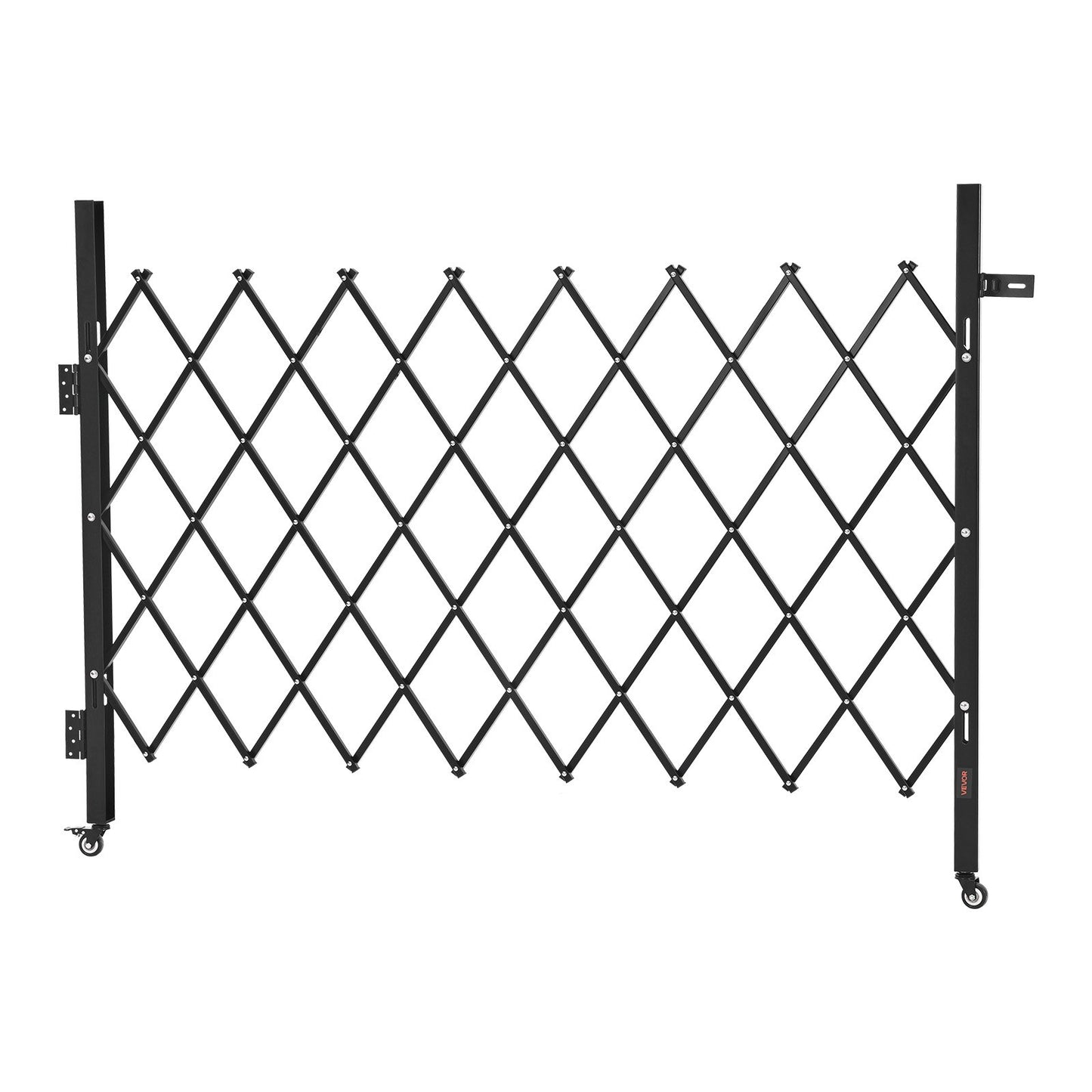 Enkel vikbar säkerhetsgrind, låsbar saxgrind med 360° svängbara hjul, utdragbara stålgrindar för utomhusbruk, för entrésäkerhet, garage, lager och pool, 170 × 131 cm (B × H)