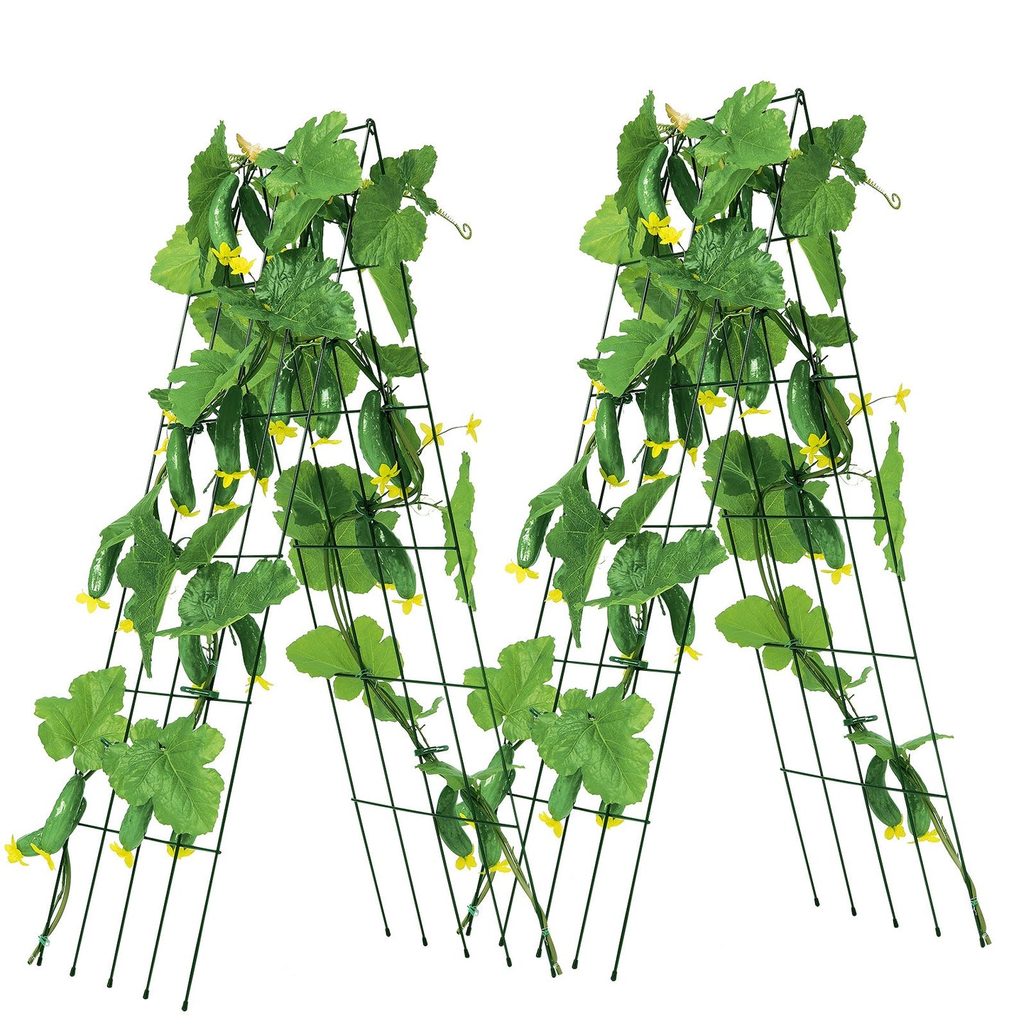Cucumber Trellis for Climbing Plants, 39" x 32" Foldable Cucumber Trellis Set with Twist Ties, Metal Garden Trellis for Raised Bed, Outdoor Plant Grow Support for Tomato, Squash, Vegetable