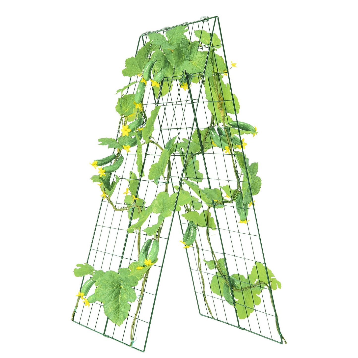 Cucumber Trellis for Climbing Plants, 46" x 32" Foldable Cucumber Trellis Set with Plant Clips, Metal Garden Trellis for Raised Bed, Outdoor Plant Grow Support for Tomato, Squash, Vegetable