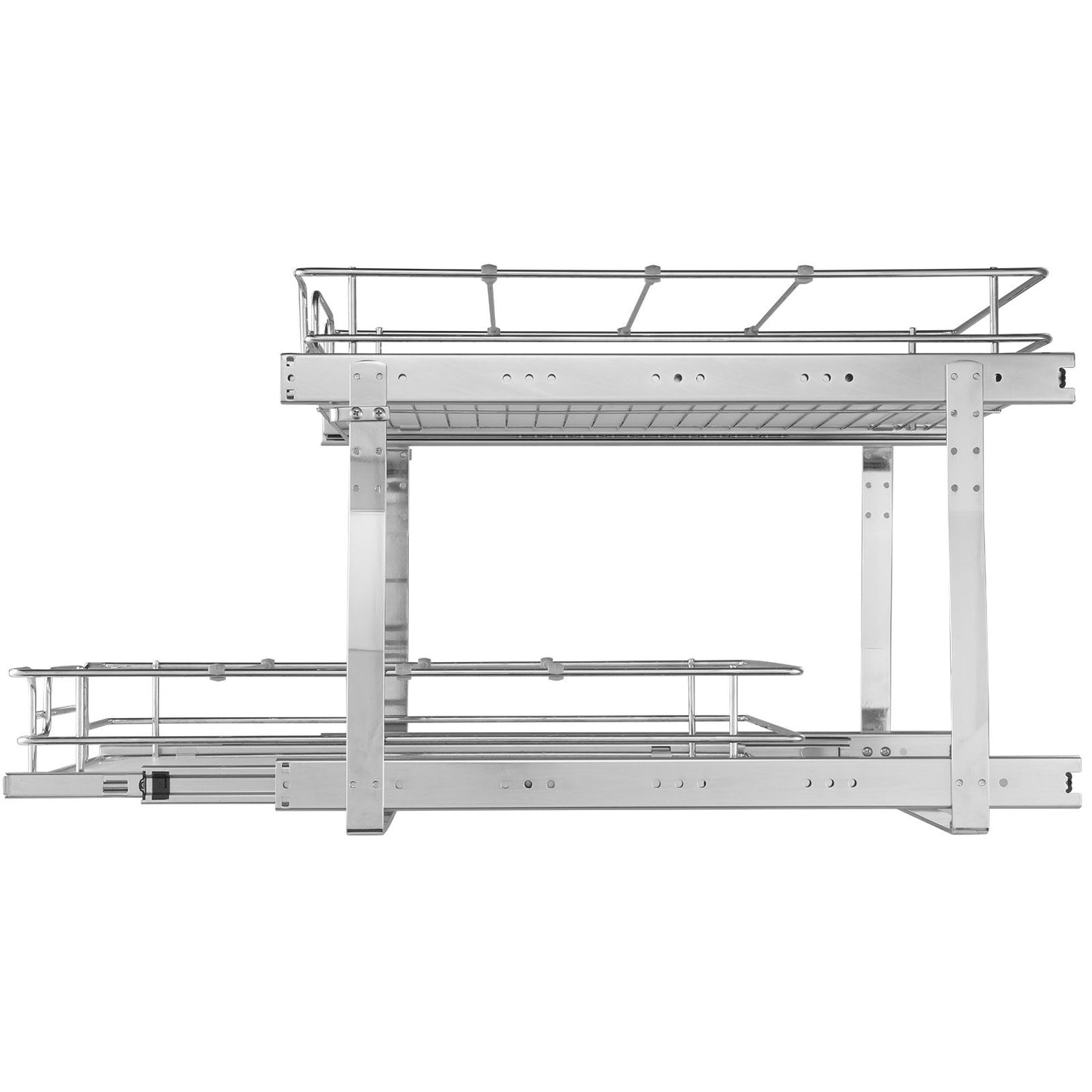 2 Tier 41 cm x 53.3 cm Pull Out Cabinet Organizer, Heavy Duty Slide Out Pantry Shelves, Chrome-Plated Steel Roll Out Drawers, Sliding Drawer Storage for Inside Kitchen Cabinet, Bathroom, Under Sink