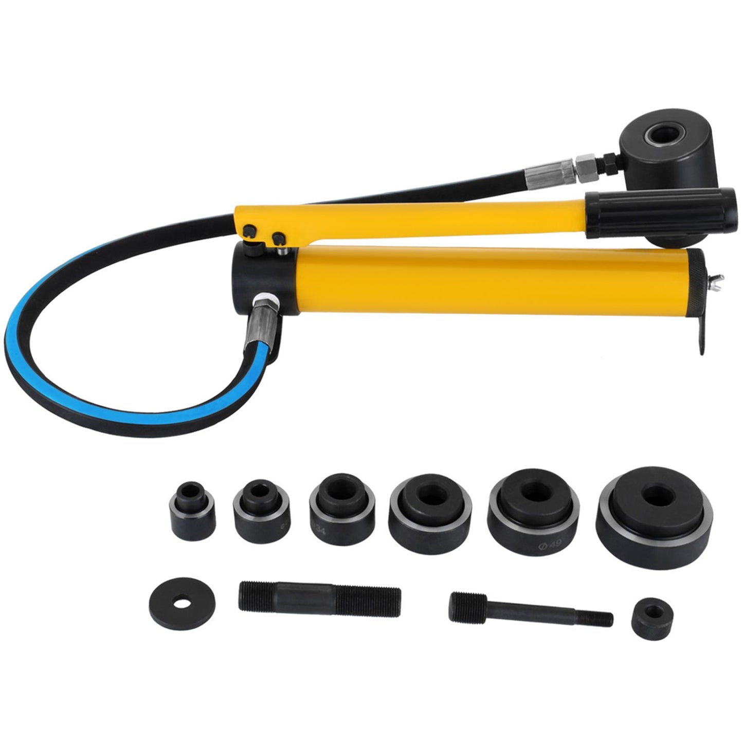 6 Die 10 Ton Hydraulic Knockout Punch 1.3 cm to 5.1 cm Hand Tool Cutter Driver Kit, Holesaw Set Cutter Tool Saw Electrical Conduit Metal Drill