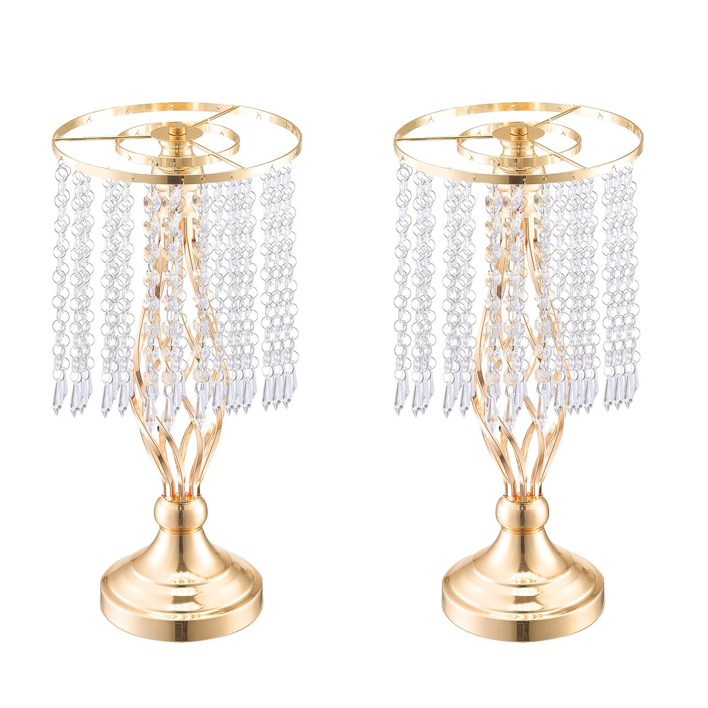 20PCS 43cm/16.9” Tall Crystal Wedding Flower Stand, Metal Wedding Centerpiece Vase, Gold Flower Holders Floral Display Rack for Tables Wedding Dinner Party, Ceremony Birthday Event Decor