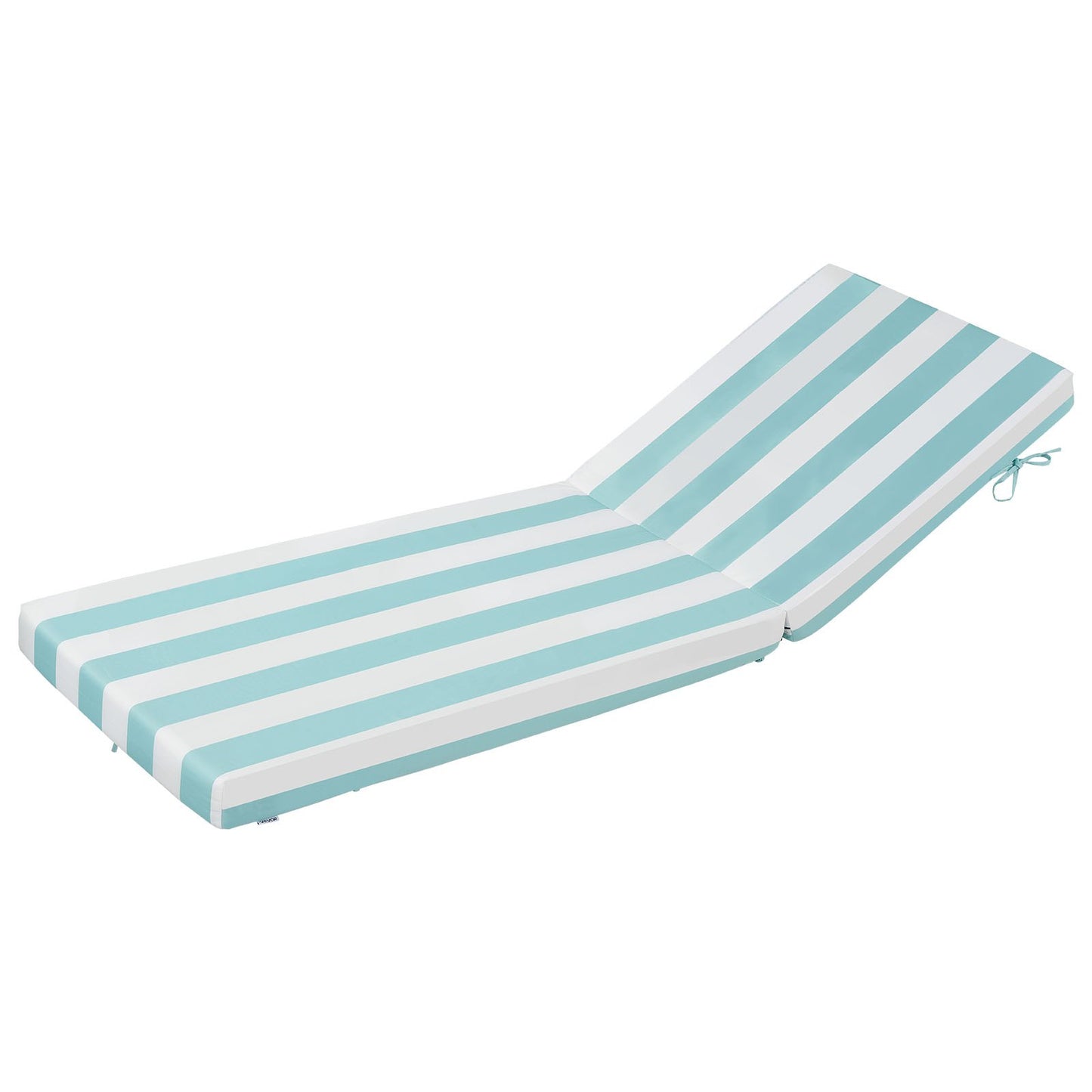Chaise Lounge Cushion, 203x66x9.8 cm, Set of 2 Outdoor Lounge Chair Cushions, Waterproof & Fade-Resistant Sun Lounger Cushions with Ties, Patio Lounger Pads for Pool Deck, Green & White Stripe