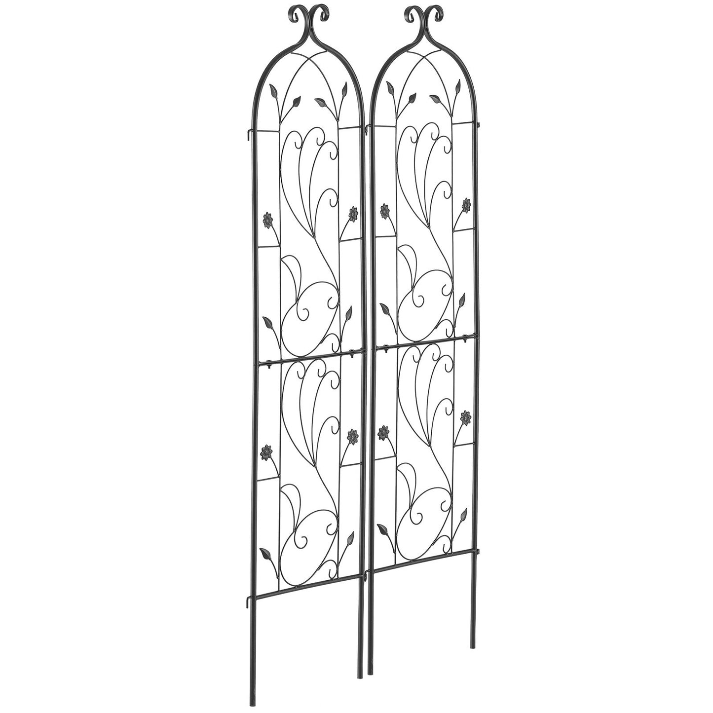 Garden Trellis for Climbing Plants, 60 x 15 in, 2 Packs Rustproof Metal Garden Flower Trellis, Outdoor Climbing Rose Trellis Cucumbers Support, Decorative Clematis Trellis for Courtyards Lawns