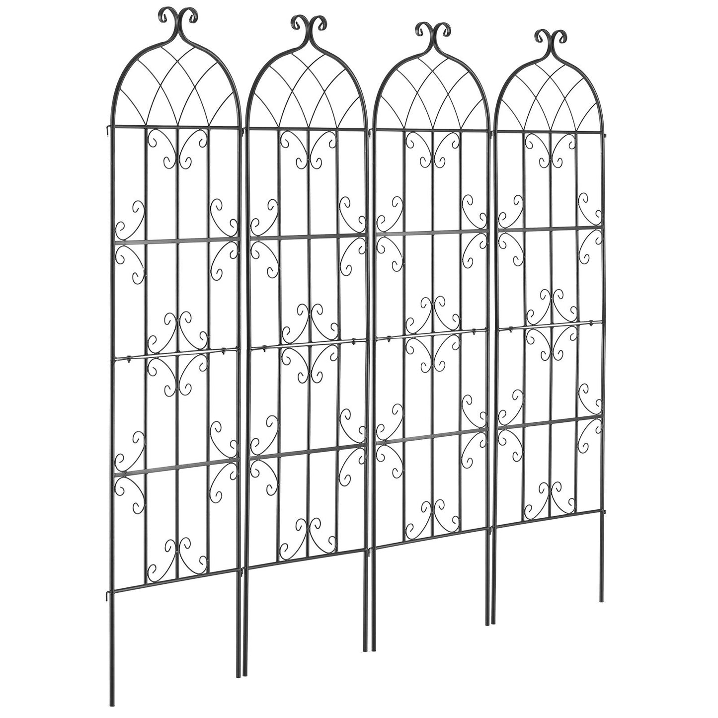Garden Trellis for Climbing Plants, 71 x 20 in, 4 Packs Rustproof Metal Garden Flower Trellis, Outdoor Climbing Rose Trellis Cucumbers Support, Decorative Clematis Trellis for Courtyards Lawns