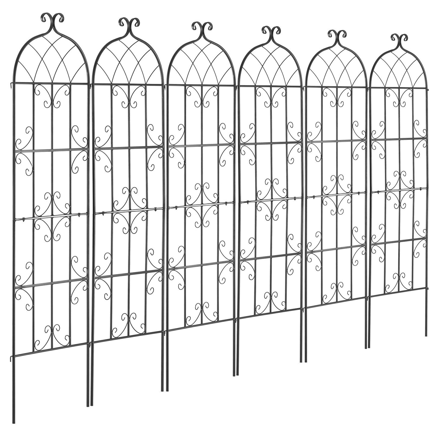 Garden Trellis for Climbing Plants, 71 x 20 in, 6 Packs Rustproof Metal Garden Flower Trellis, Outdoor Climbing Rose Trellis Cucumbers Support, Decorative Clematis Trellis for Courtyards Lawns