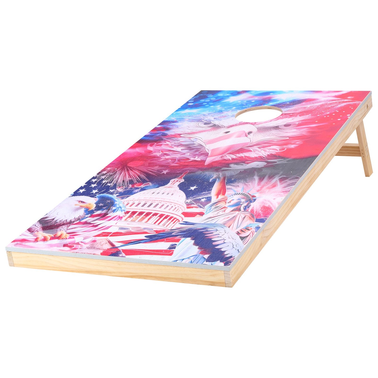 Cornhole-set, 4x2 fot Cornhole-spelbrädor, bärbar kastabräda i massivt trä, inomhus- och utomhusspel för vuxna, inkluderar 8 säckar och bärväska, för trädgården, bakgården, stranden, camping