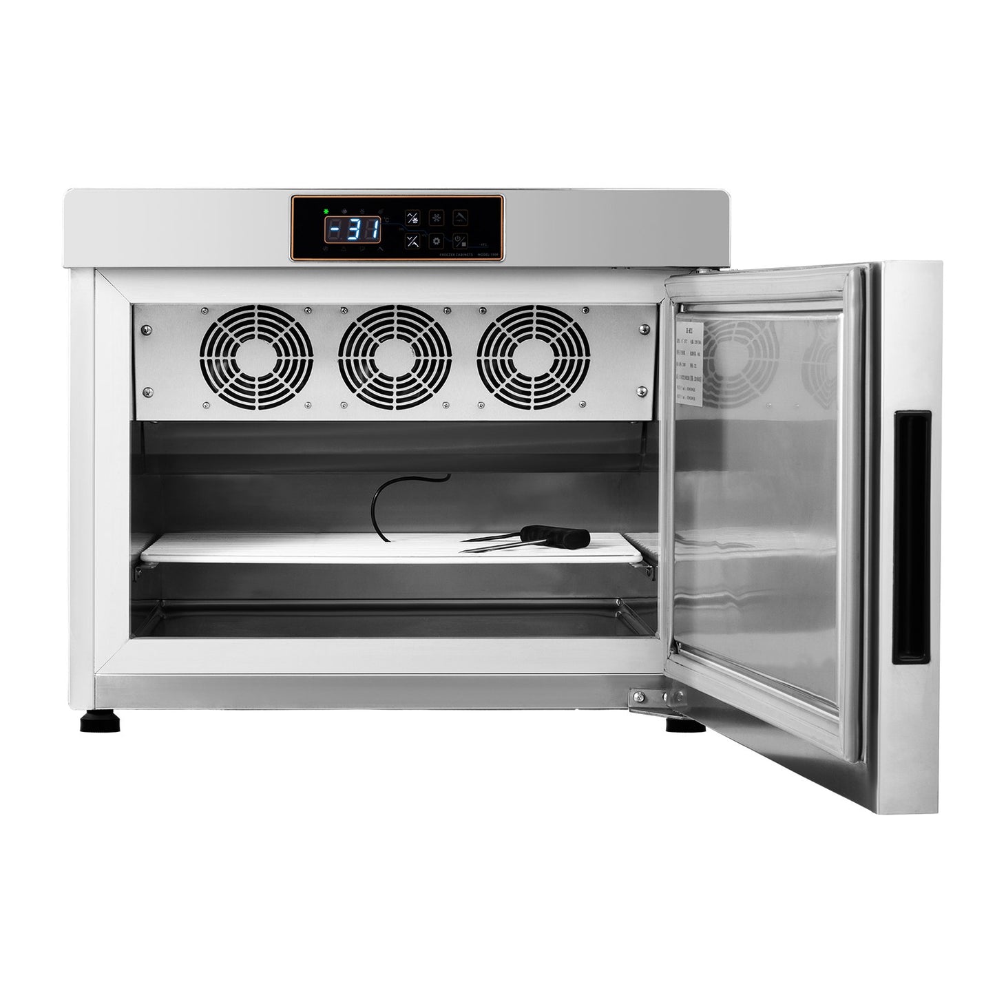 Commercial Blast Freezer, 32 L / 1.1 Cu.ft Blast Chiller with 4 1/3 Trays, Blast Chiller Freezer Chest with Cooling & Freezing Modes, Stainless Steel Food Blast Freezer for Restaurant, Seafood