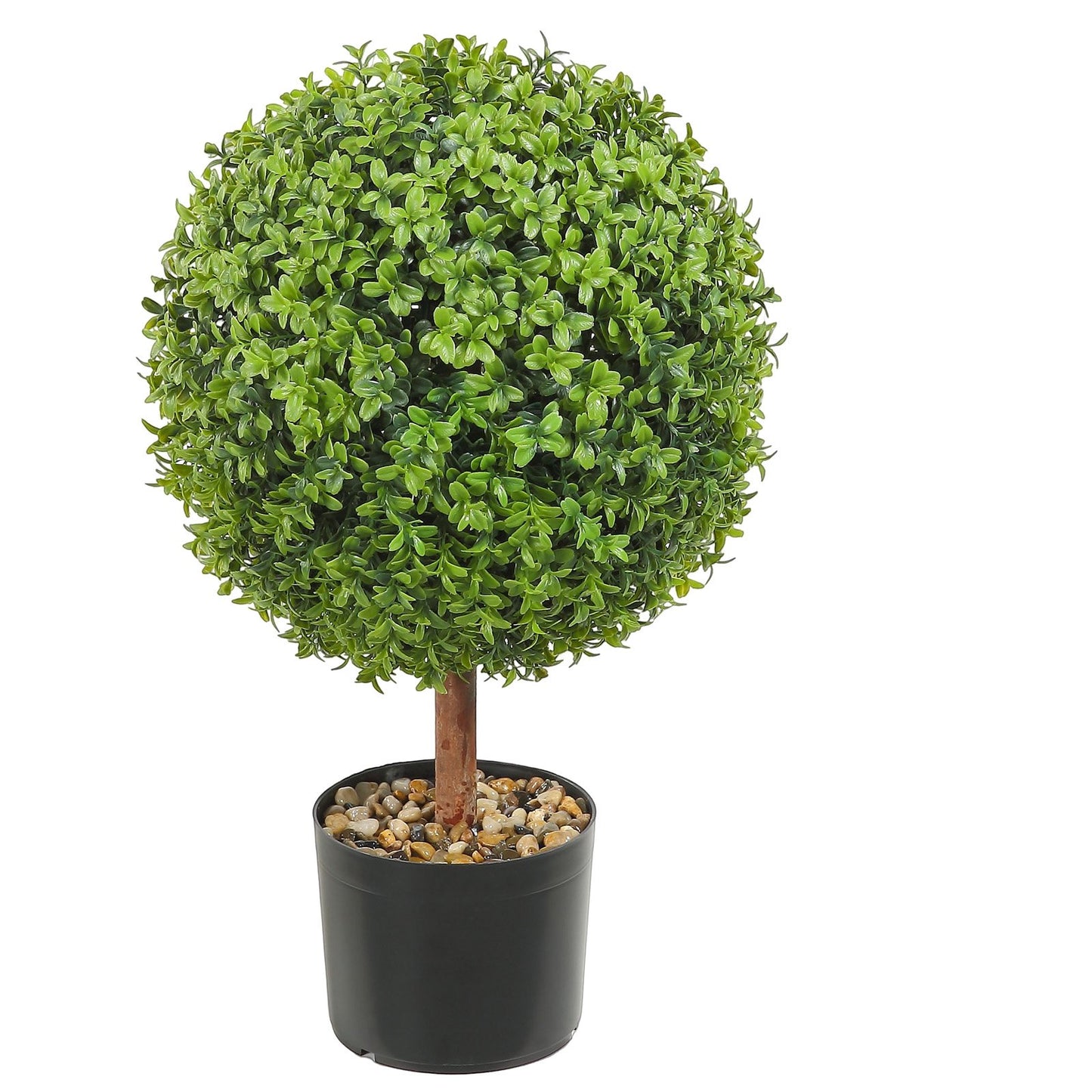 Artificial Topiaries Boxwood Trees, 24 inch Tall (2 Pieces), Ball-Shape Faux Topiaries Plant with Planters, Green Feaux Plant w/ Replaceable Leaves & Port for Decorative Indoor/Outdoor/Garden