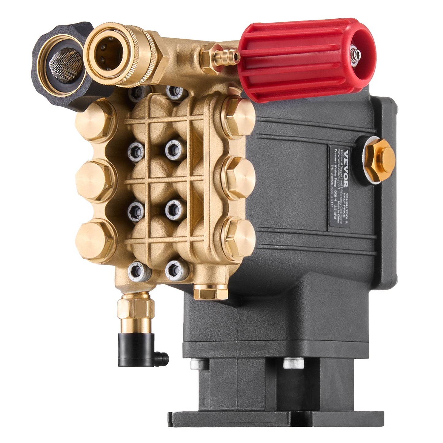 Högtryckstvättspump, 19 mm (3/4") axel horisontell triplexkolv, 227 bar (3300 PSI), 9,5 l/min (2,5 GPM), reservpumpsats för högtryckstvätt med 5 munstycken, kompatibel med Simpson MorFlex 40224, 40225, 40226, Santoprene