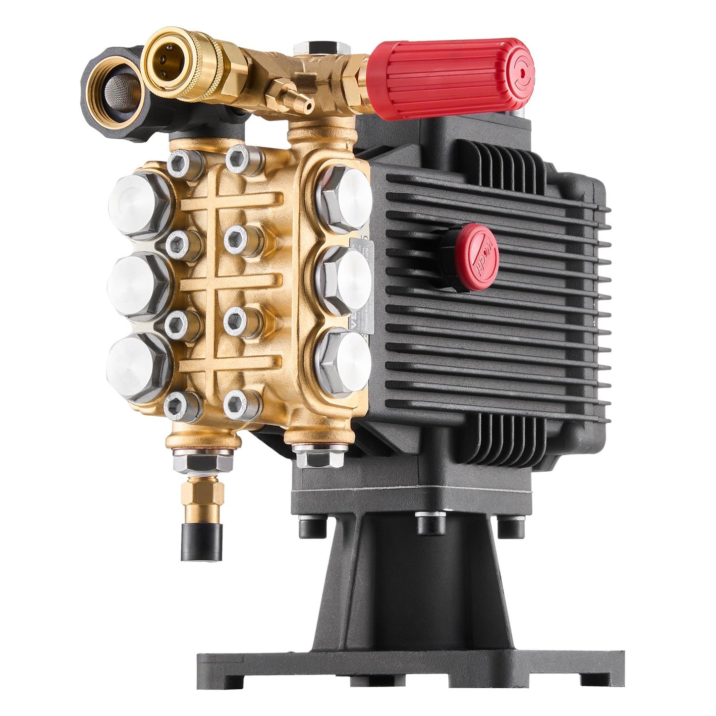 Högtryckstvättspump, 25,4 mm (1 tum) axel horisontell triplexkolv, 303 bar (4400 PSI), 16,6 l/min (4,4 GPM), reservpumpssats för högtryckstvätt med 5 munstycken, kompatibel med Simpson MorFlex 40224, 40225, 40226, Santoprene