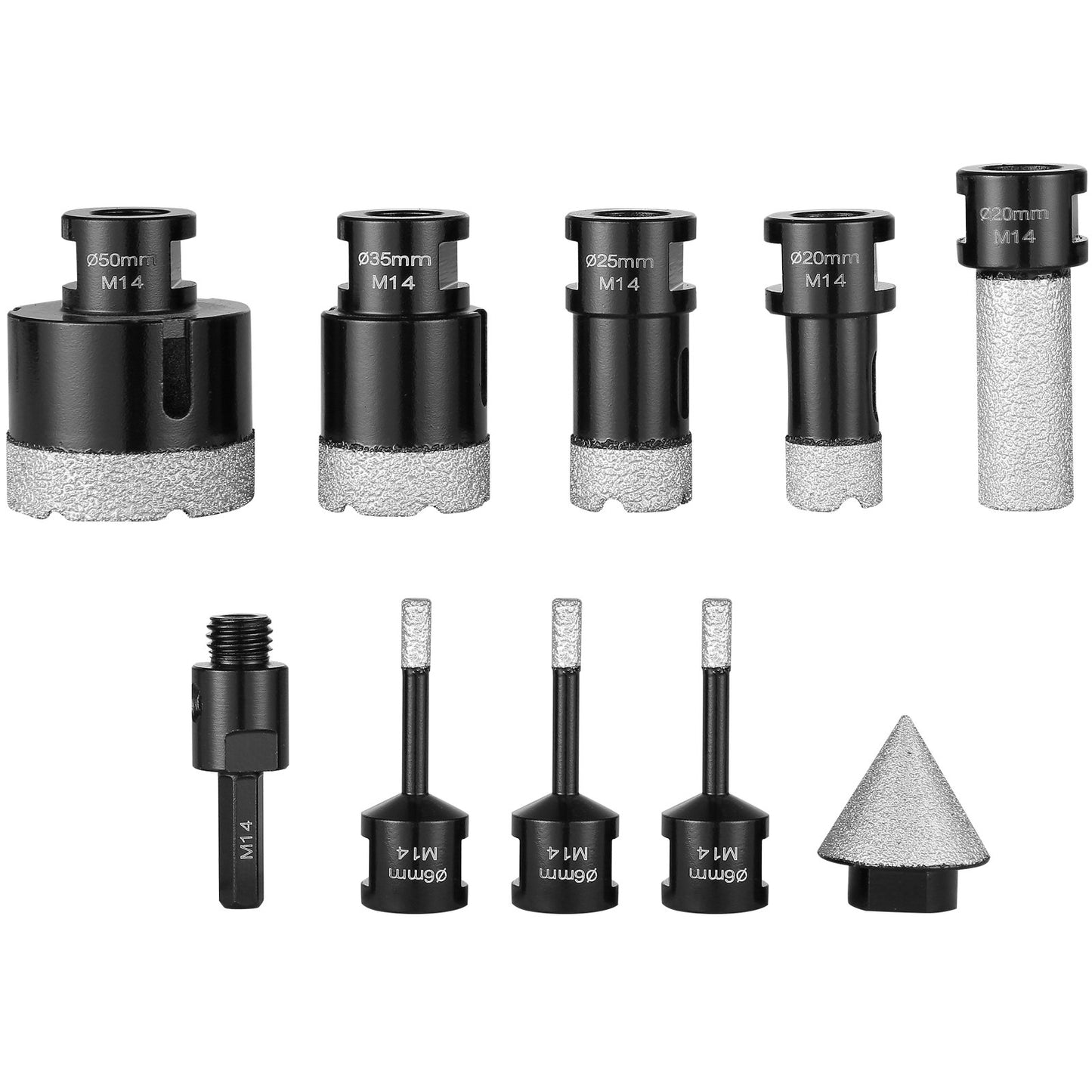 Diamond Core Drill Bit Set, 7 PCS 6/6/6/20/25/35/50mm Diamond Hole Saw Kit, with Finger Milling Bit Cone Bit Saw Blade and Storage Case for Dry and Wet, Diamond Drill Bits for Tile Ceramic